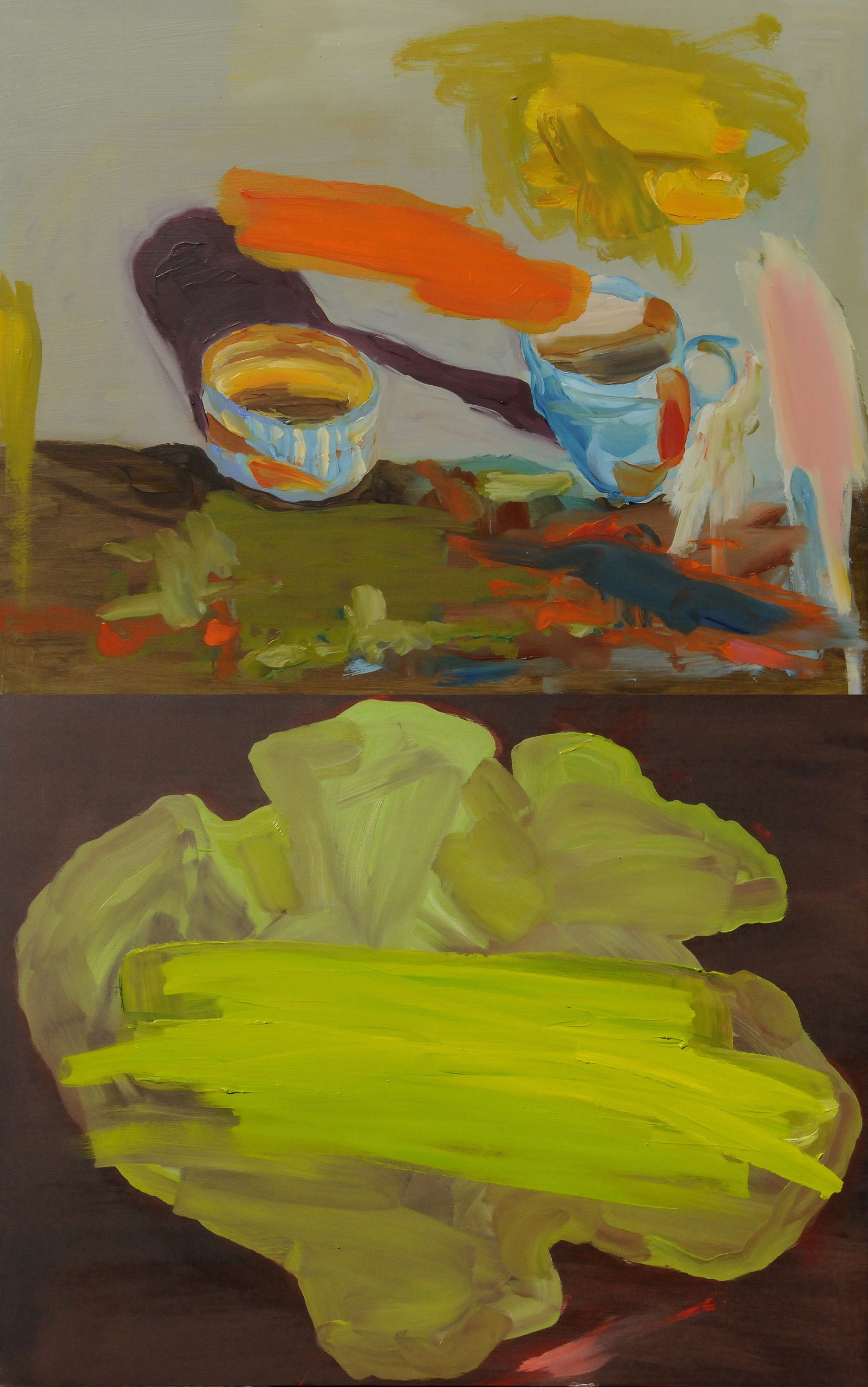 Carroll_The slippery green Granny Smith apple - Diptych_oil on board_81.5 x 51cm_email