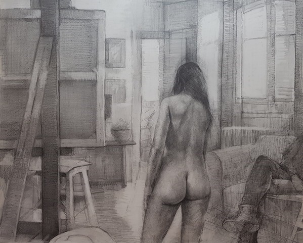 Cyrulla Dagmar_The Artist and the Model_graphite Drawing_95 x 122cm