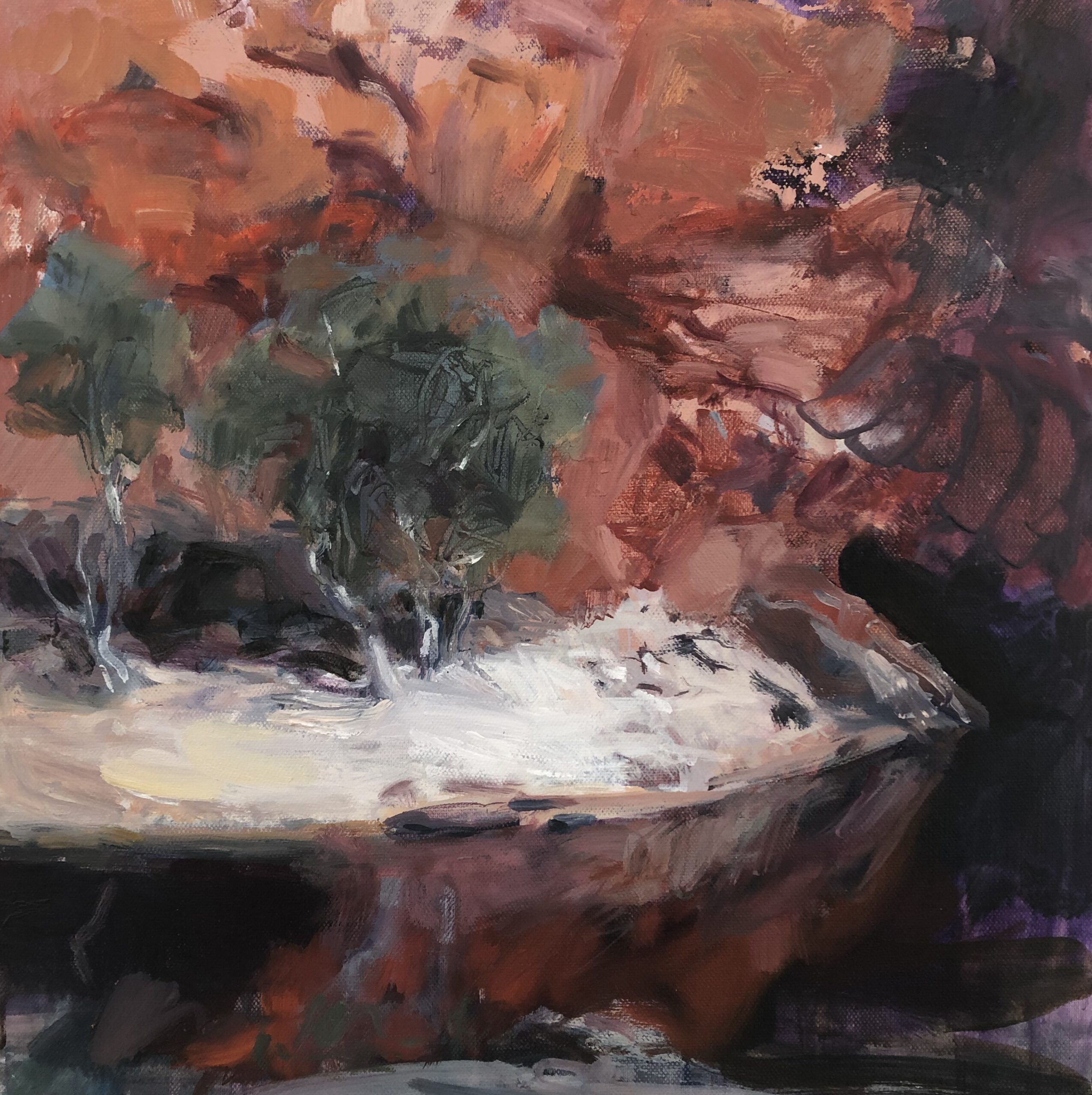 14 RockyCave, Oil on Canvas, 40x40cm, 2020