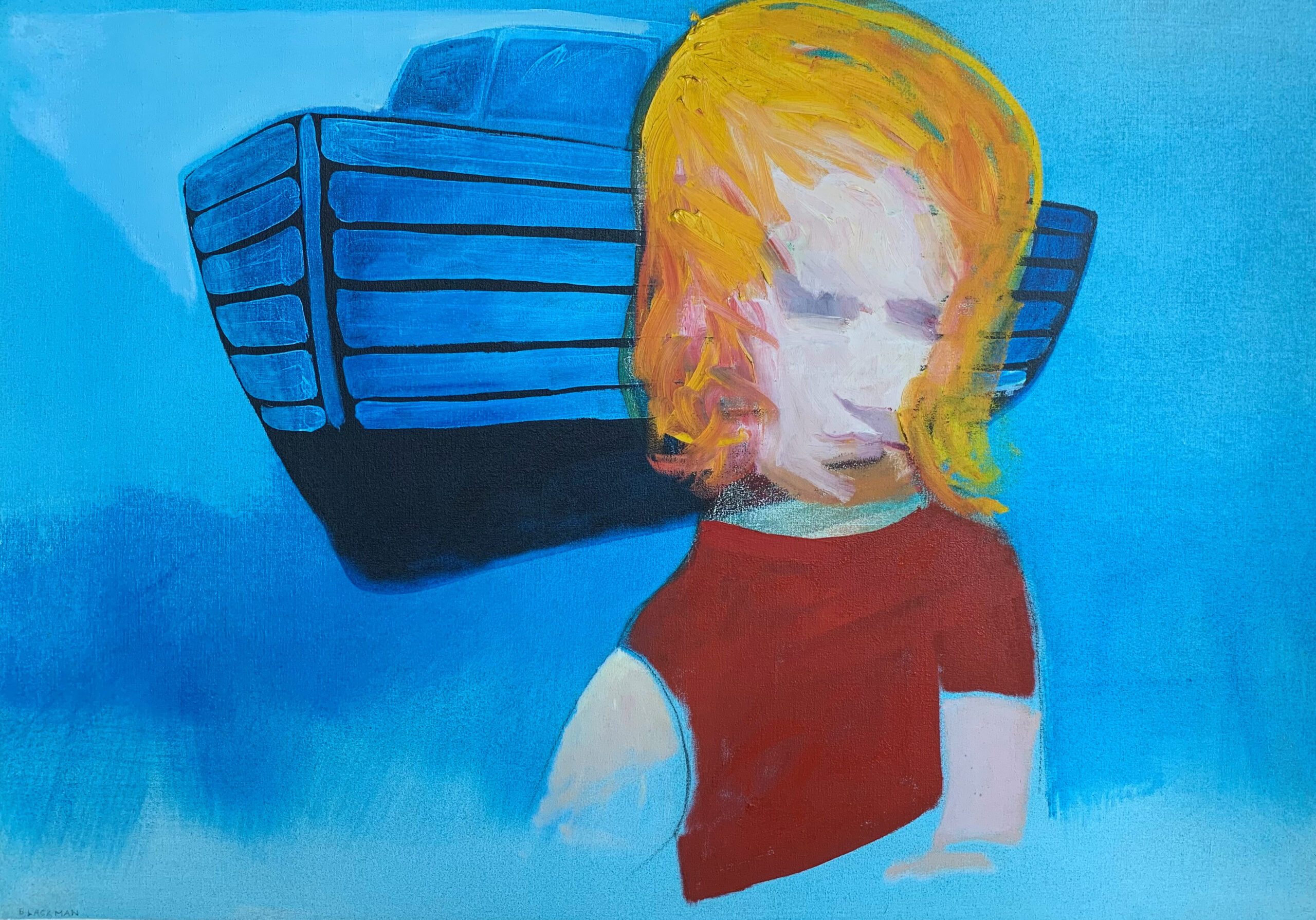Blackman-Girl and Boat_oil on canvas_68 x 96cm
