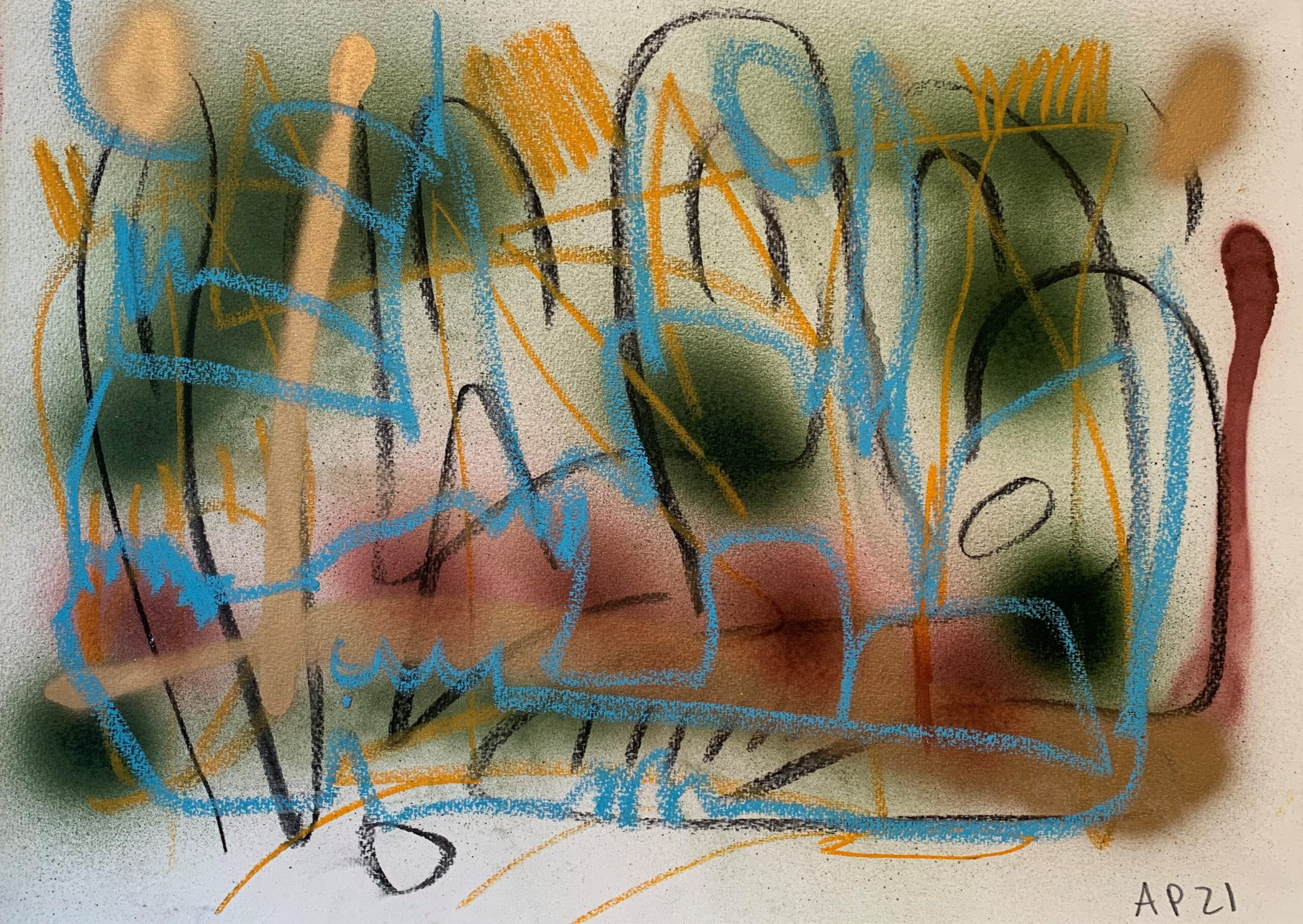 Poulet_Untitled 9 (Walk) pastel and spray paint on paper_ 30 x 42cm (2)