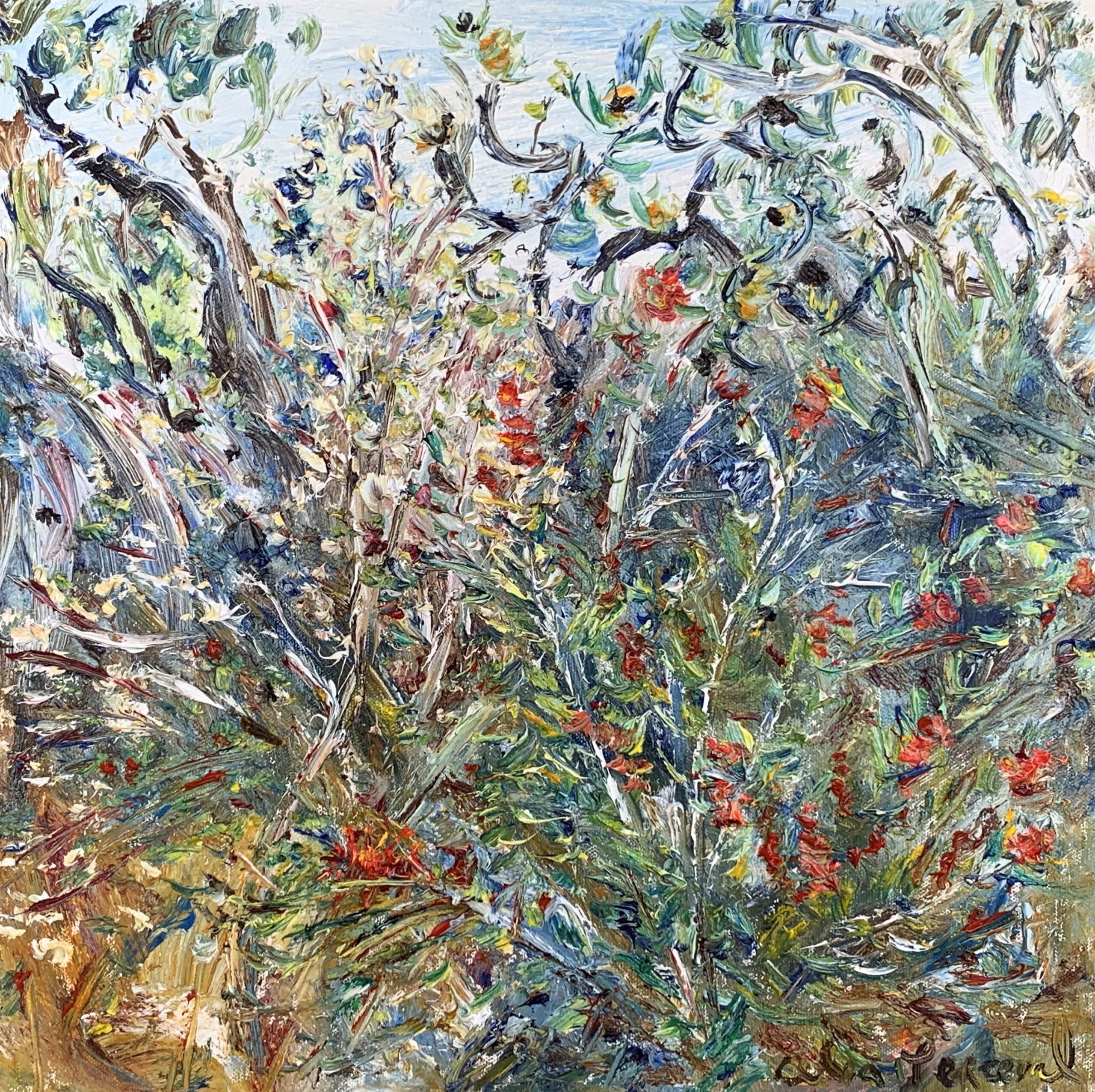 Perceval_Bottlebrush and Banksia in the Wildflowers NSW Coastal Bushland_oil on canvas_master_0