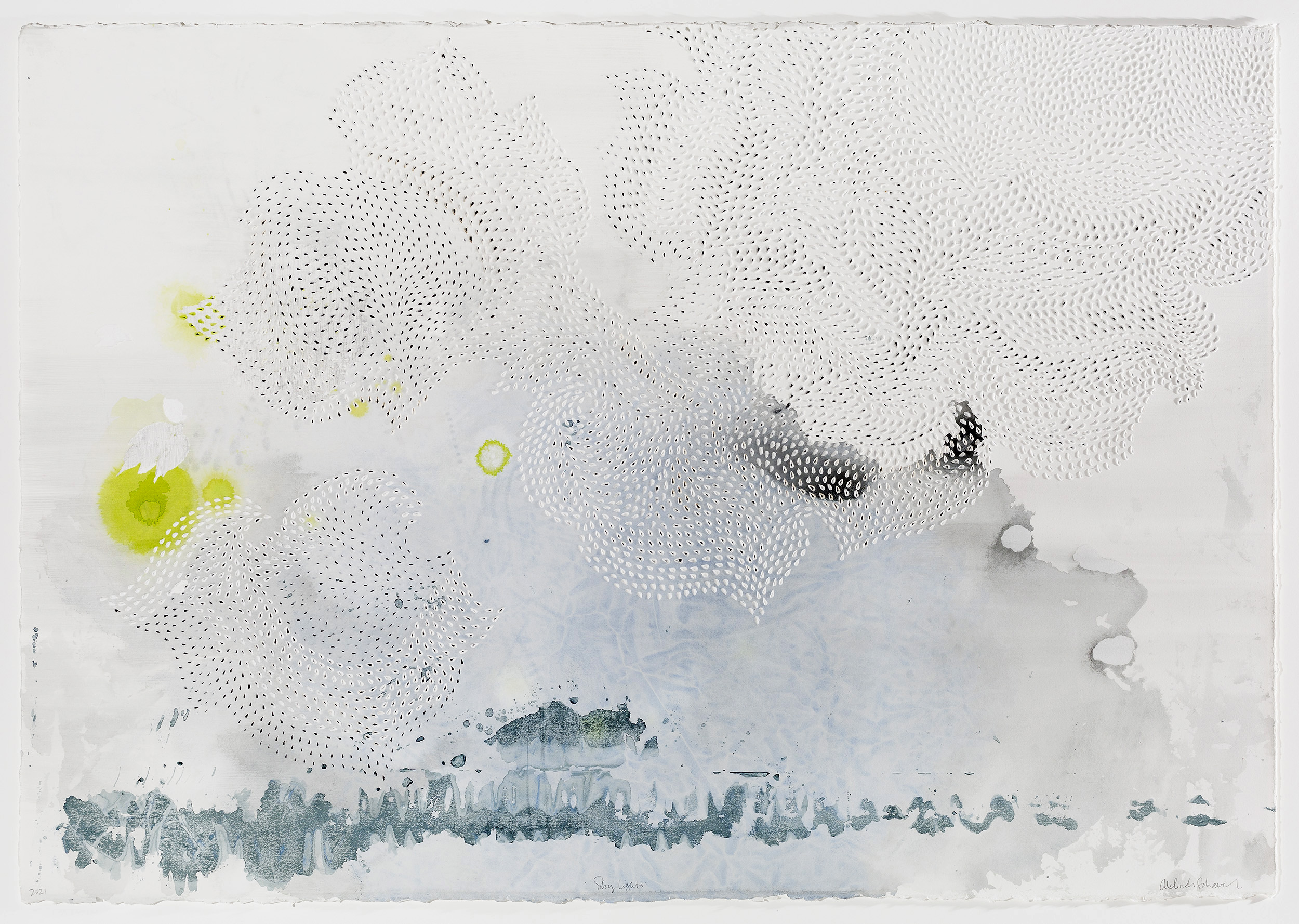 Schawel_Sky_Lights_2021_ink_pencil_on_torn_perforated_paper_106x152cm