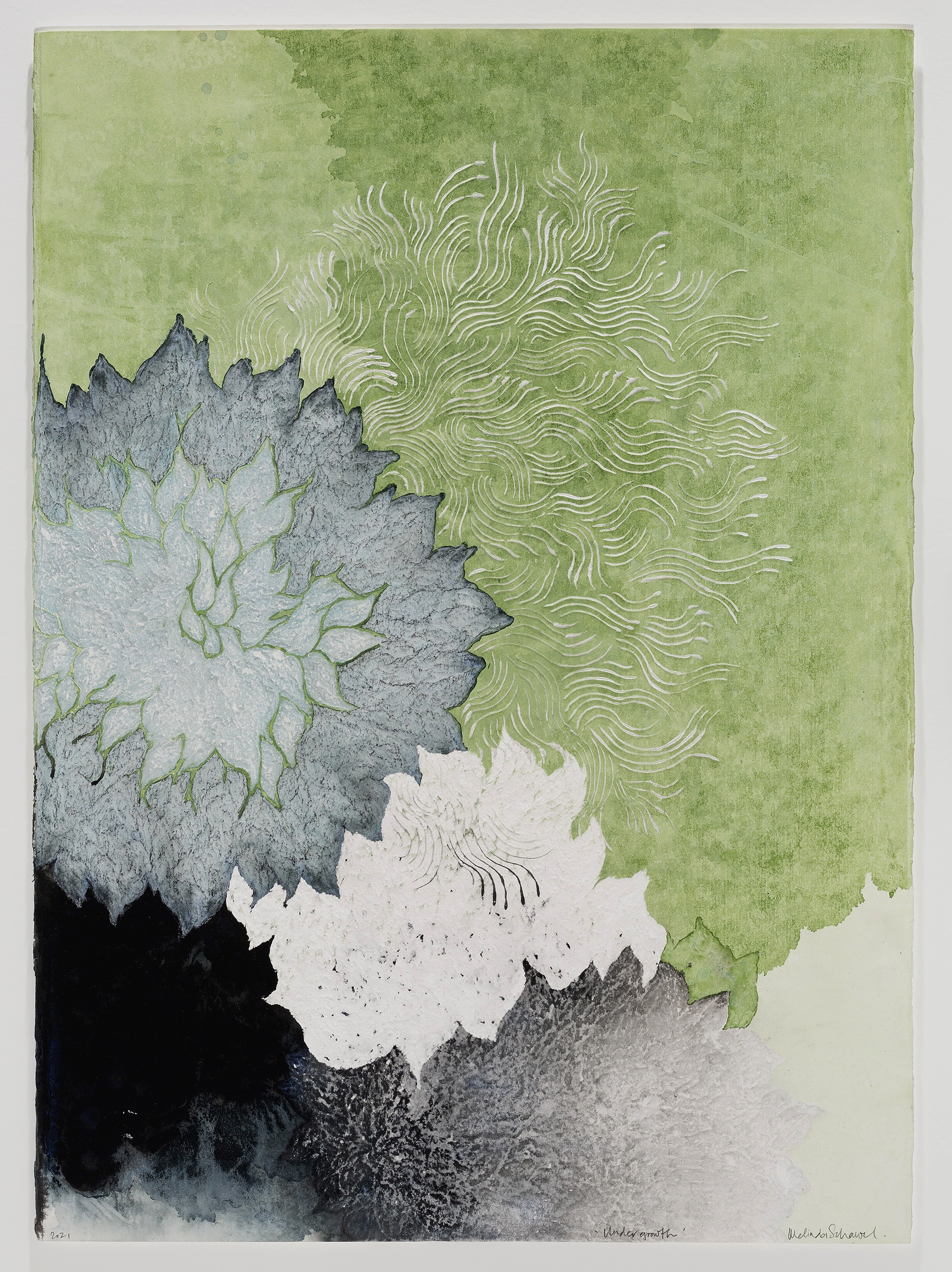 Schawel_Undergrowth_2021_mixed_media_on_torn_perforated_paper_105x75cm