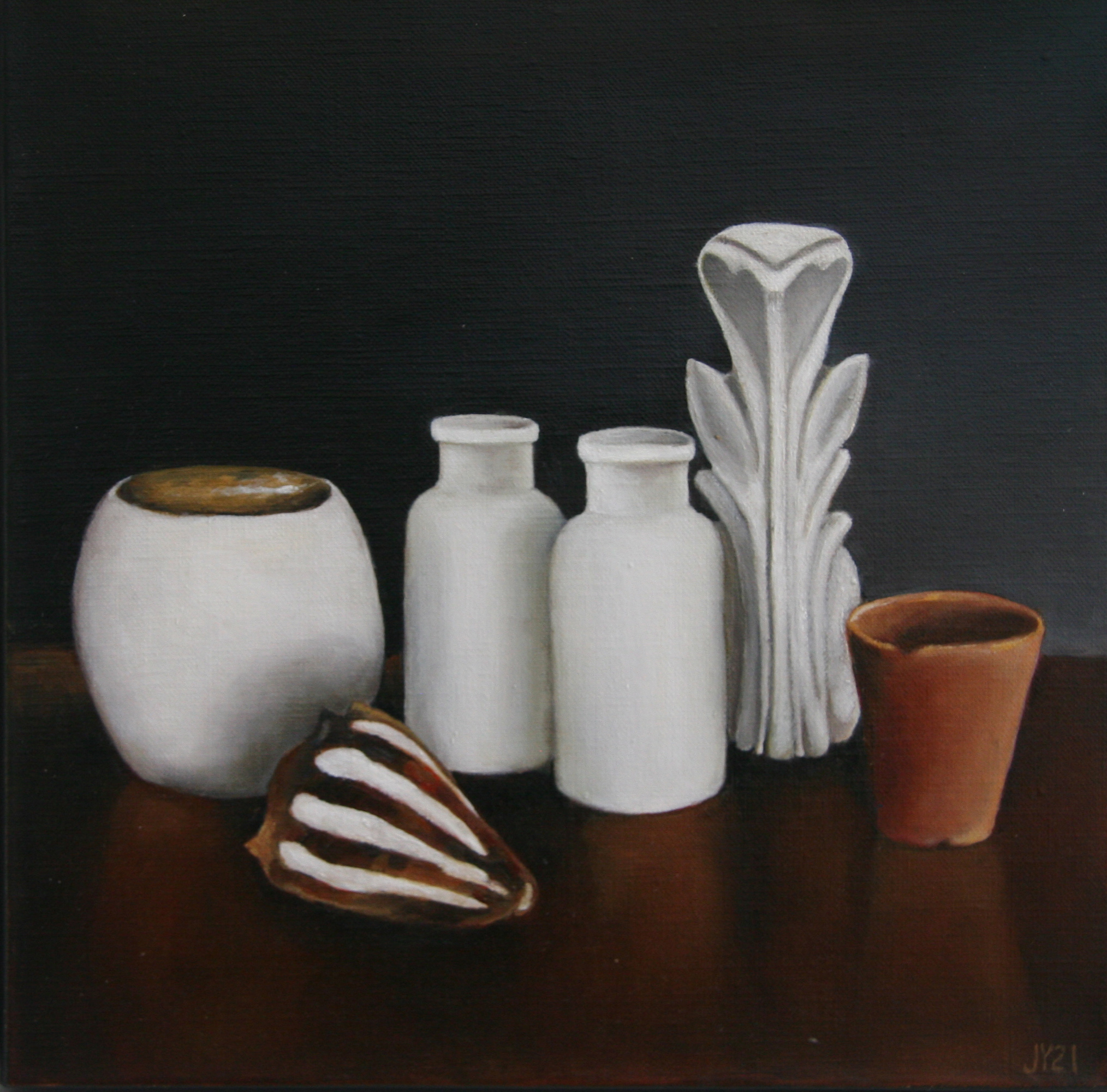 Young- Objects Shell Terracotta Pot - Oil on Linen - 30cm x 30cm-master