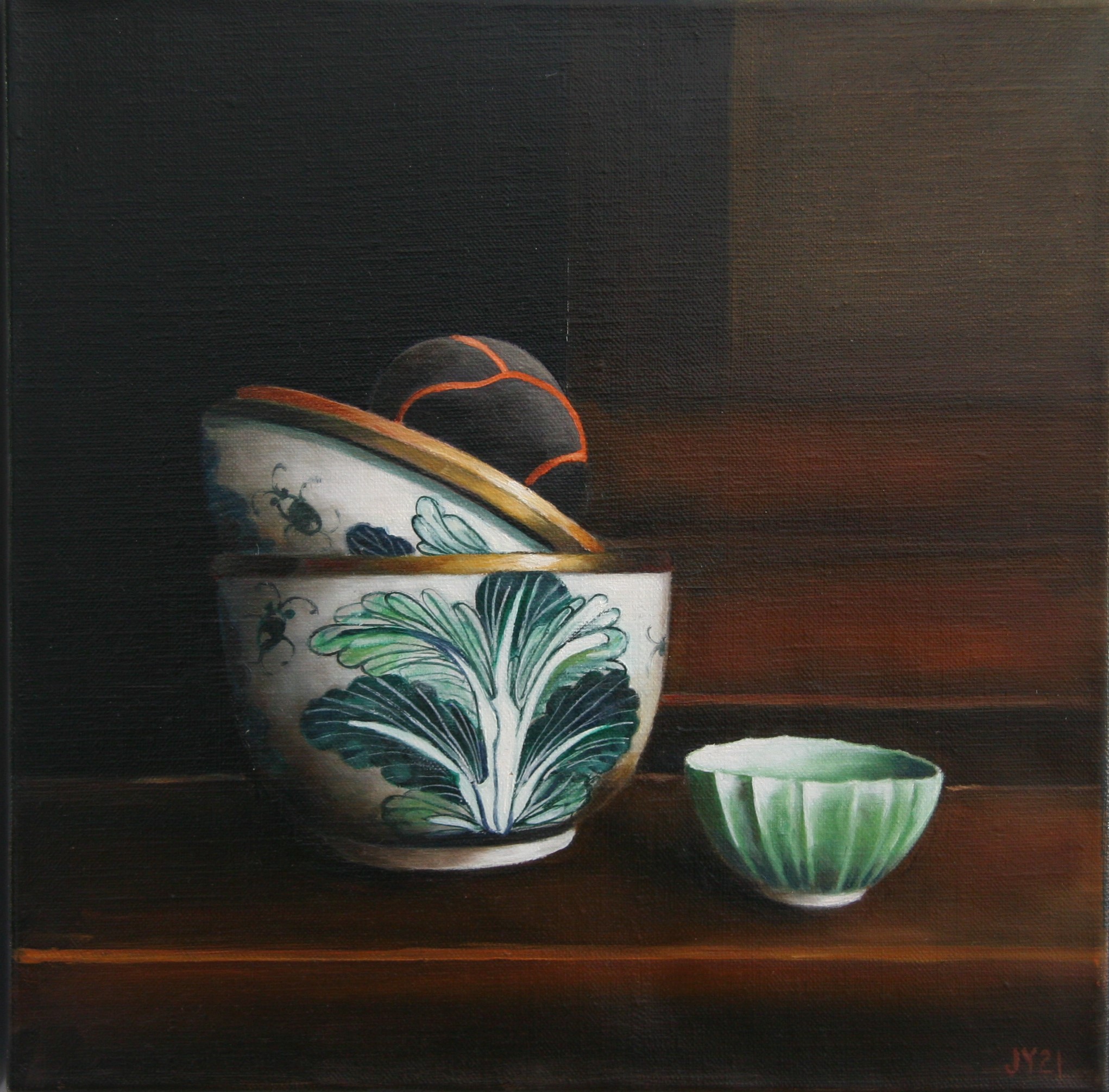 Young- Oriental Vessel, Decorated Ground - Oil on Linen - 30 x 30cm