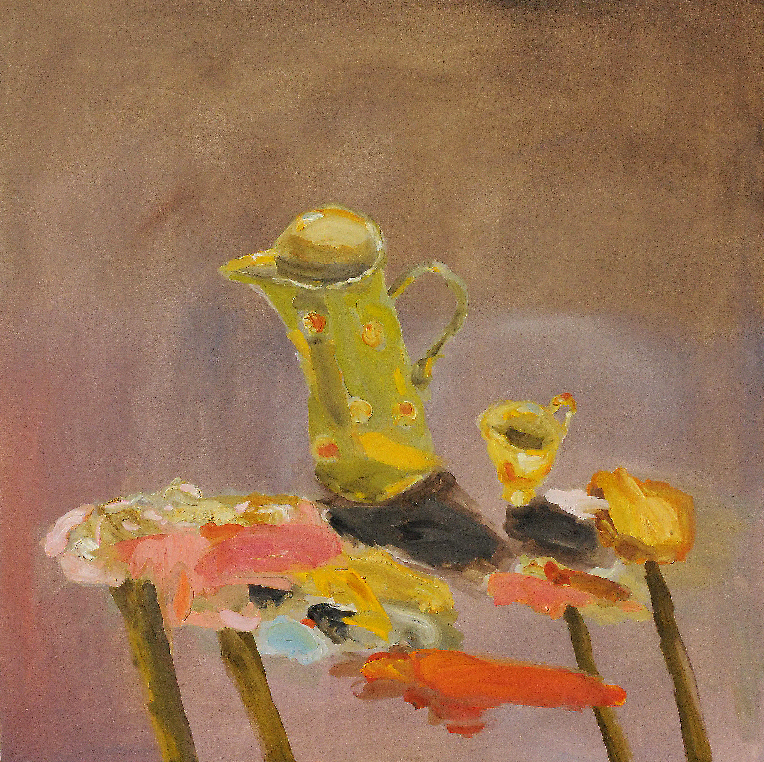 Genevieve Carroll 'Balancing act on earth's table oil on canvas 102 x 102cm $4,800