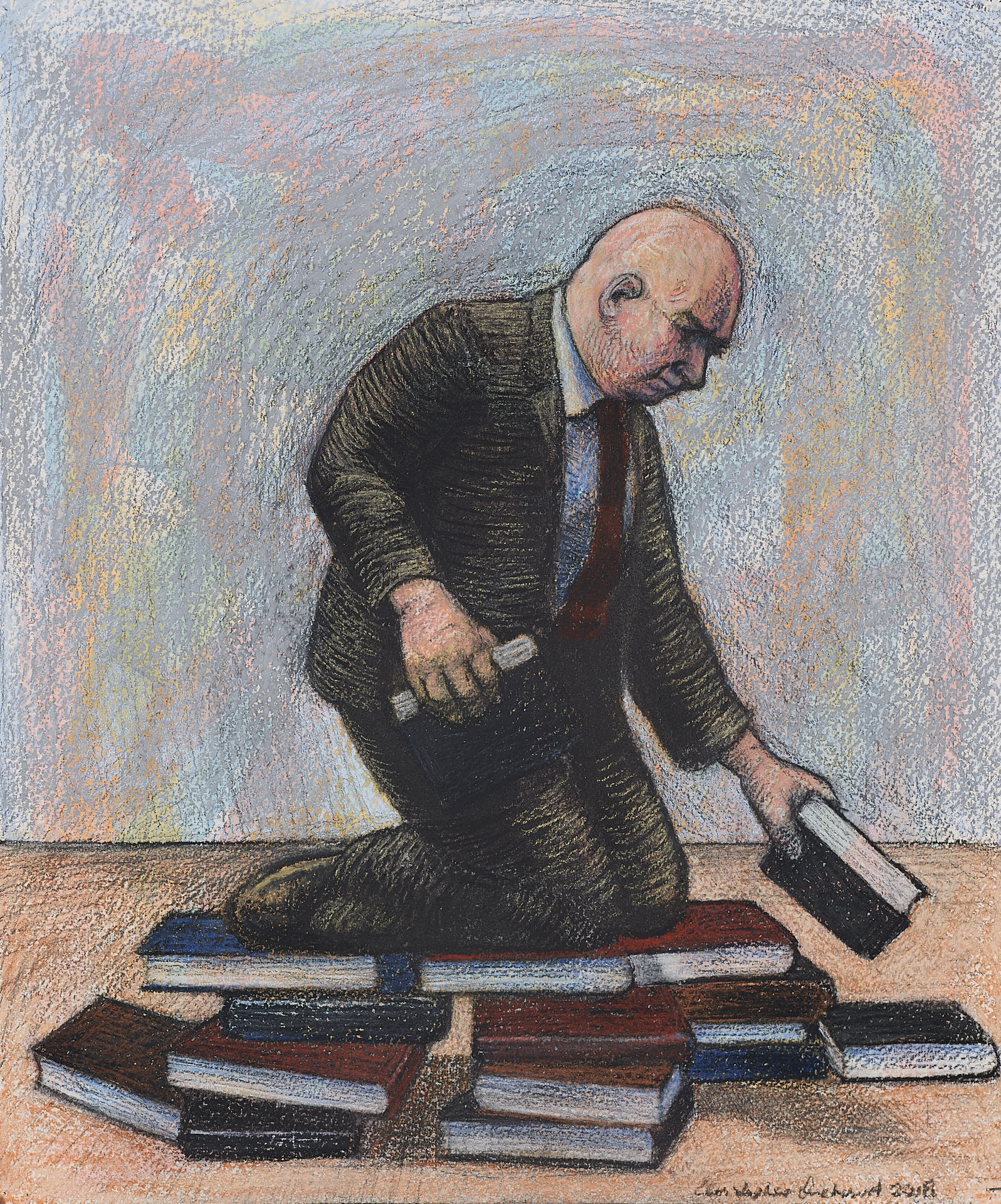 Christopher Orchard 'The Cataloguer' acrylic, charcoal and pastel on paper 33 x 28cm $1,900