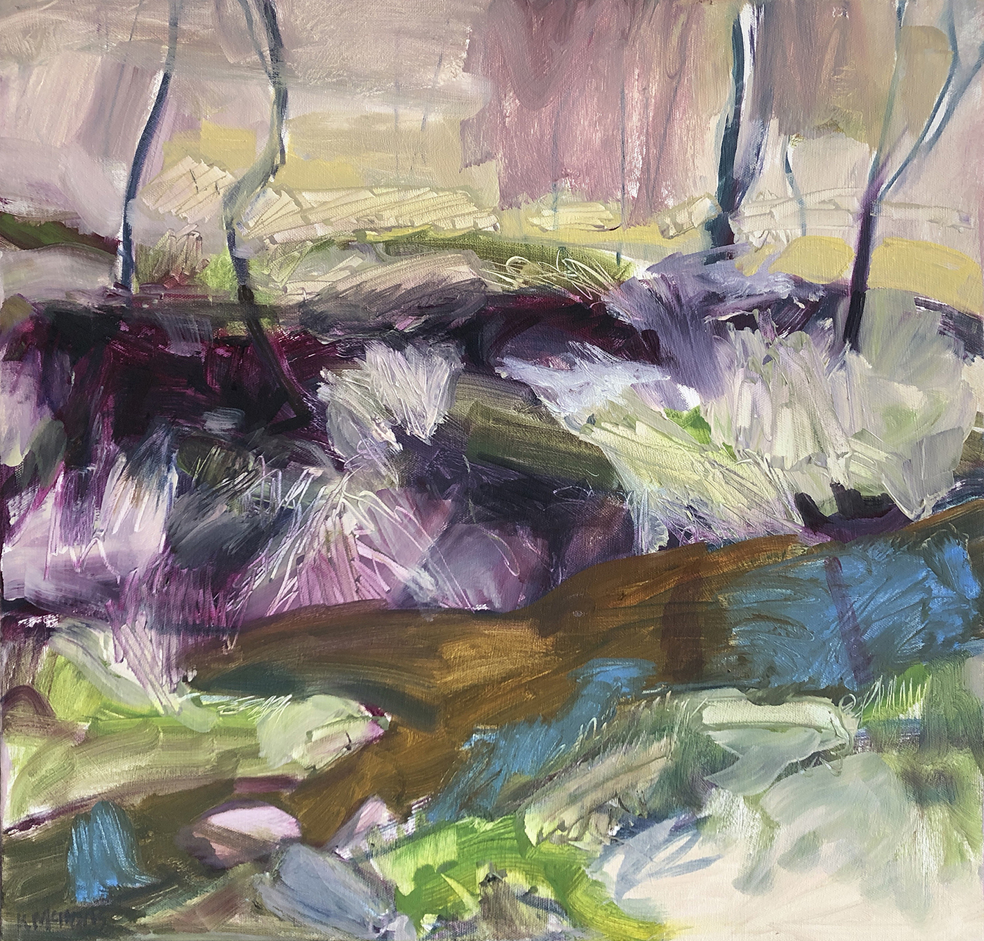 Kerry McInnis 'Poa grass Bank' Oil on Canvas 50x50cm $3,600