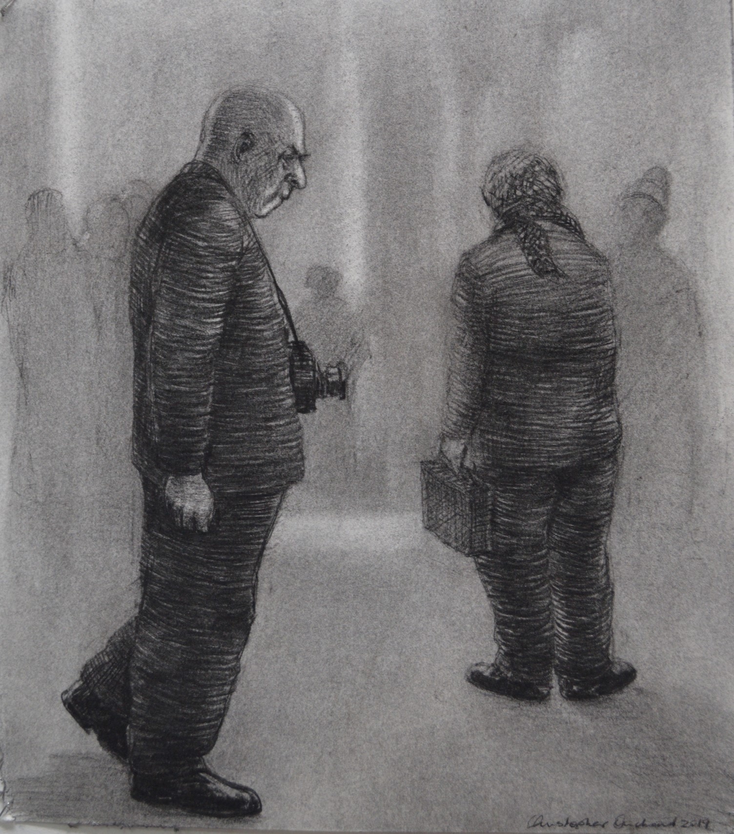 Christopher Orchard 'Parallel Histories' charcoal on paper on canvas 31 x 28cm $2,200