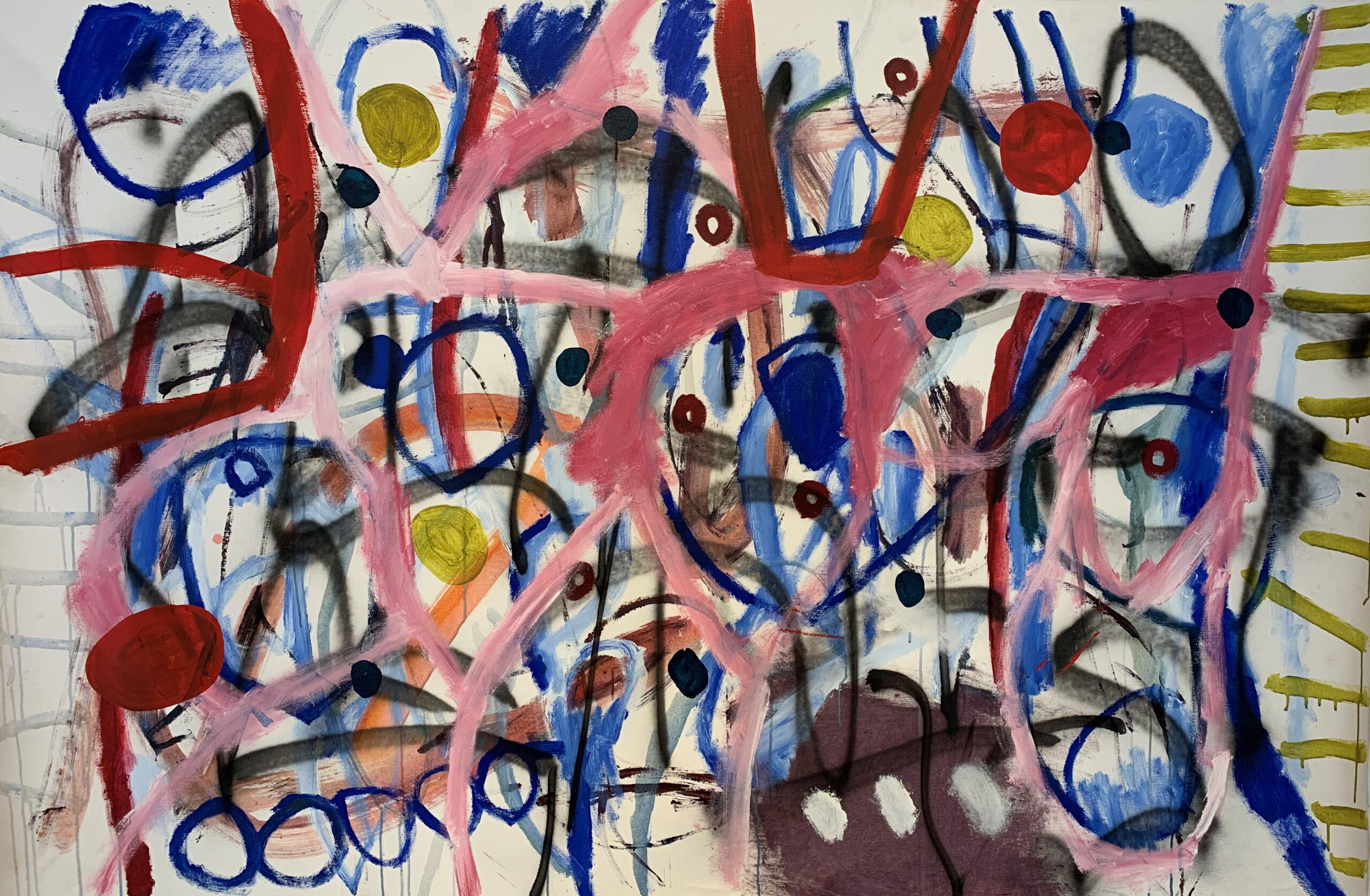 Al Poulet 'Untitled (OMFD)' acrylic and spray paint on canvas 126 x 200cm $9,000