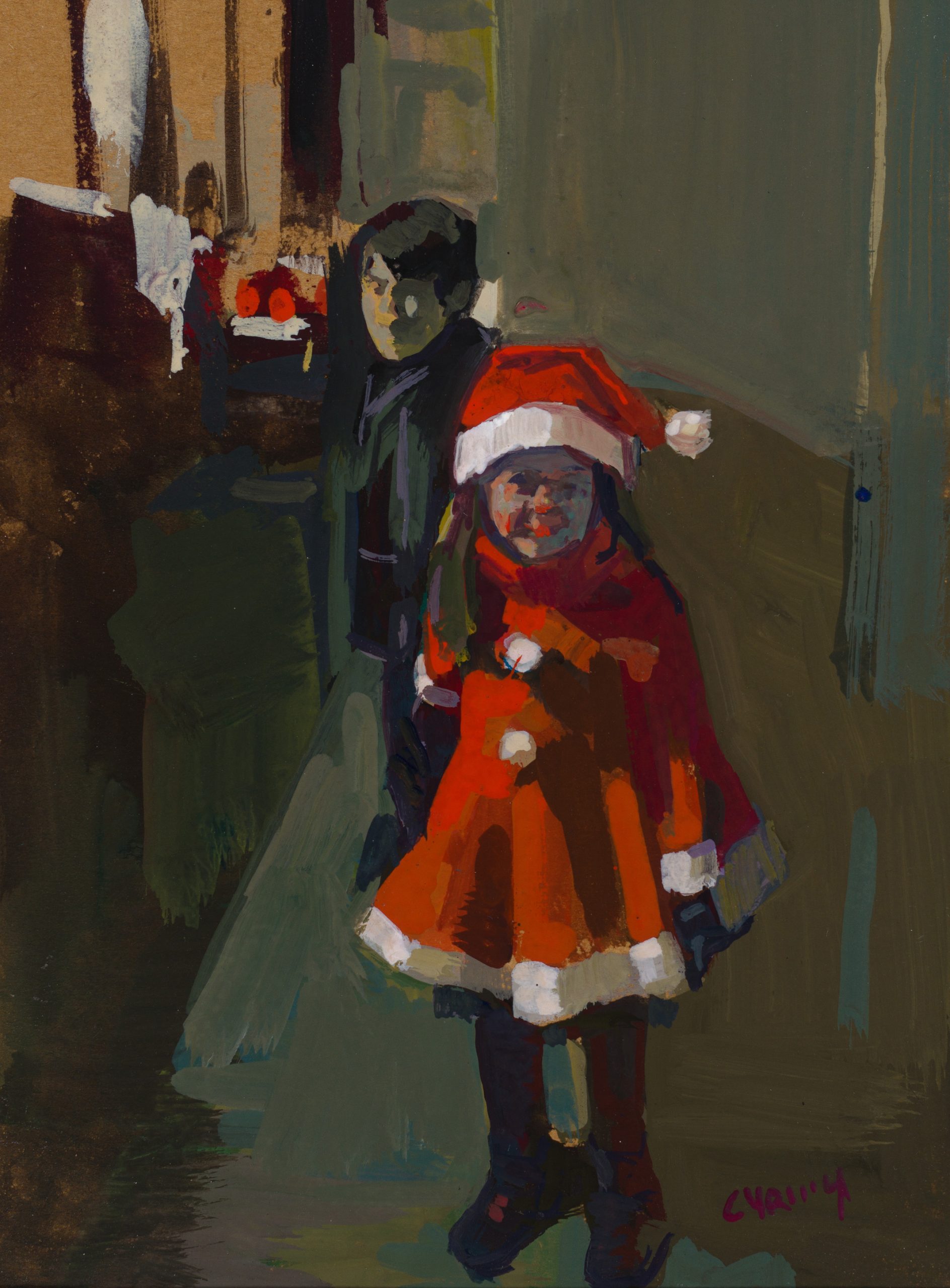 Dagmar Cyrulla 'Christmas' acrylic on panel 17.5 x 12cm $3,300
