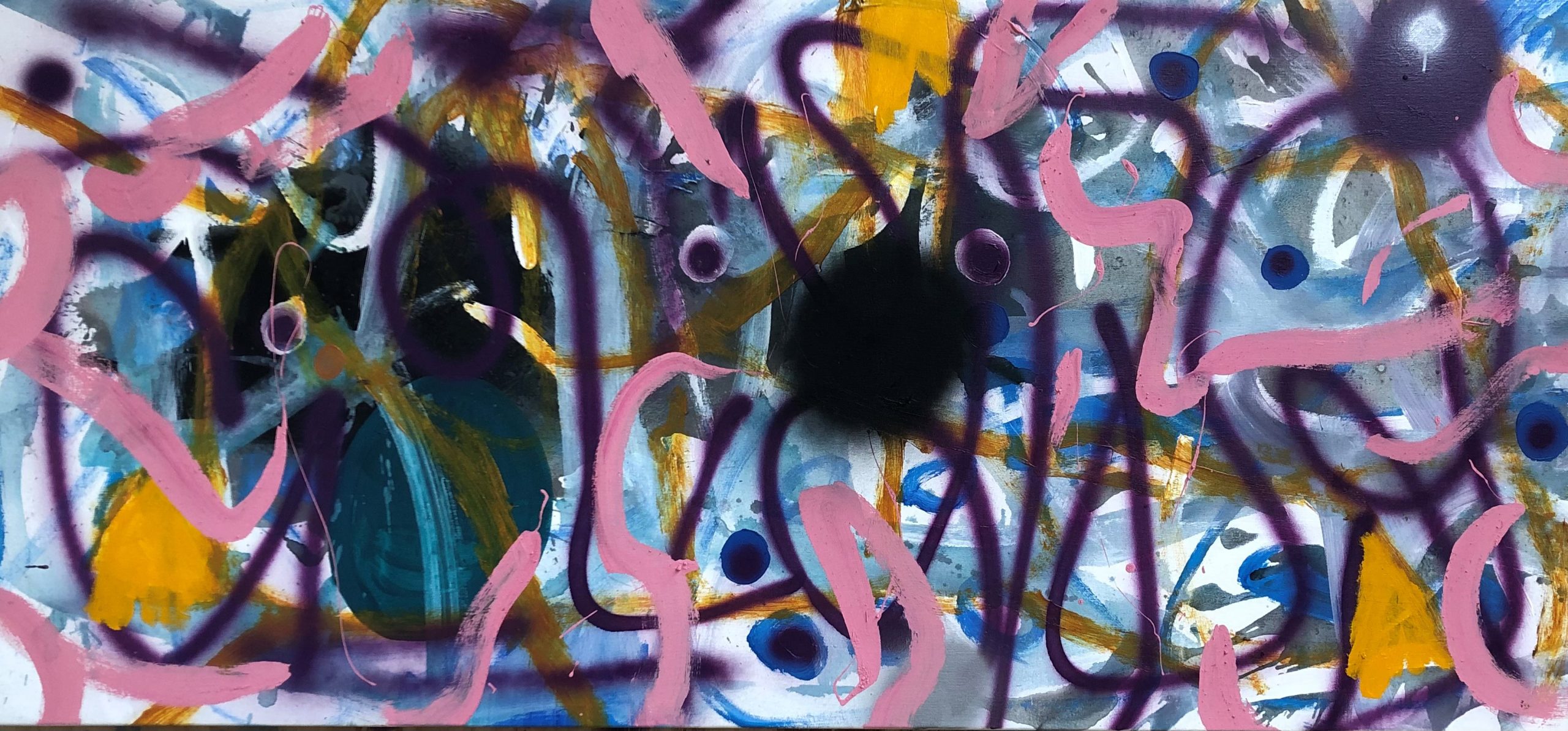 Al Poulet 'The Spot' acrylic on spray paint on canvas 80 x 180cm