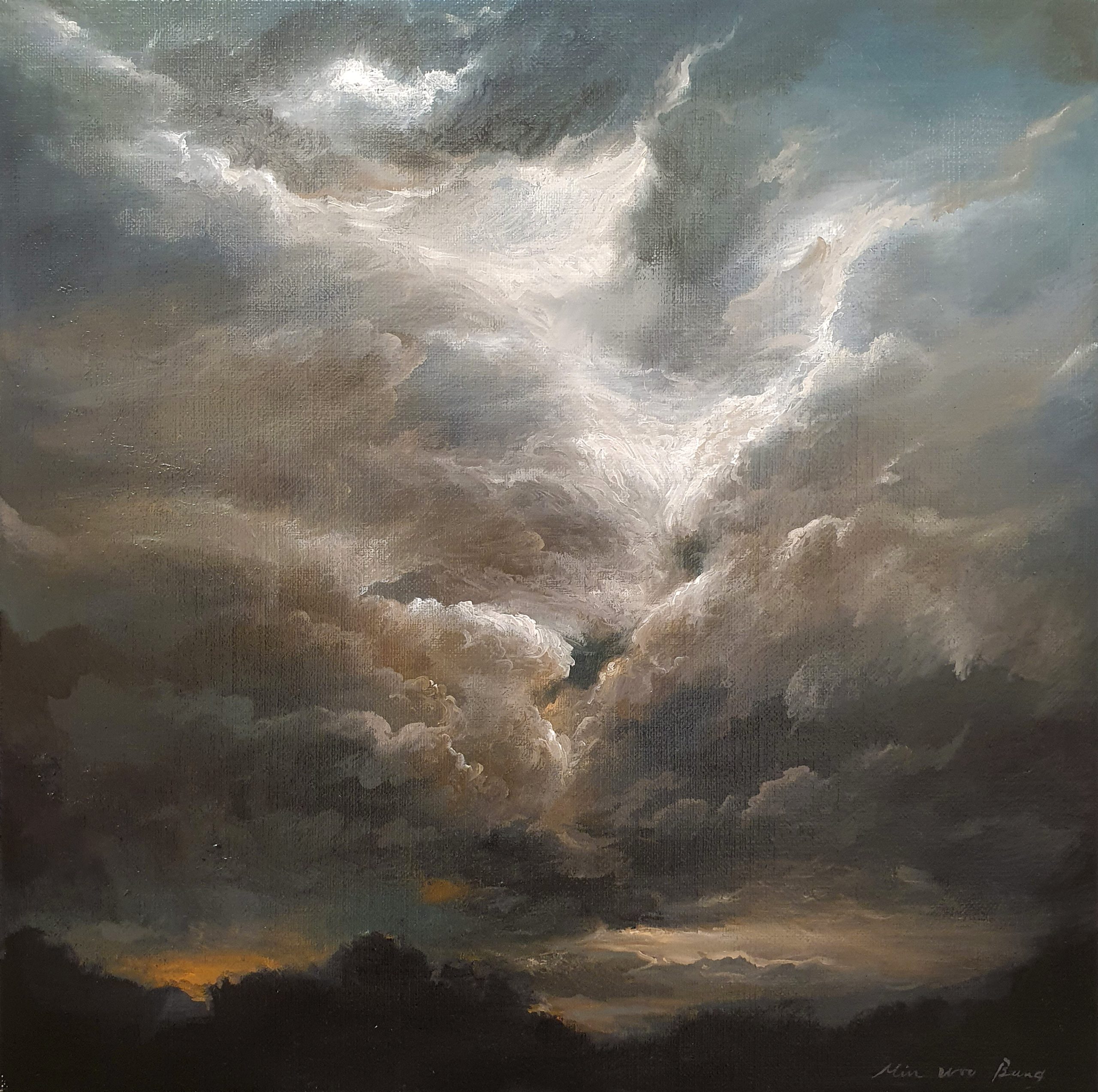 Min-Woo Bang 'Light of the World' oil on polyester 40 x 40cm $3,800