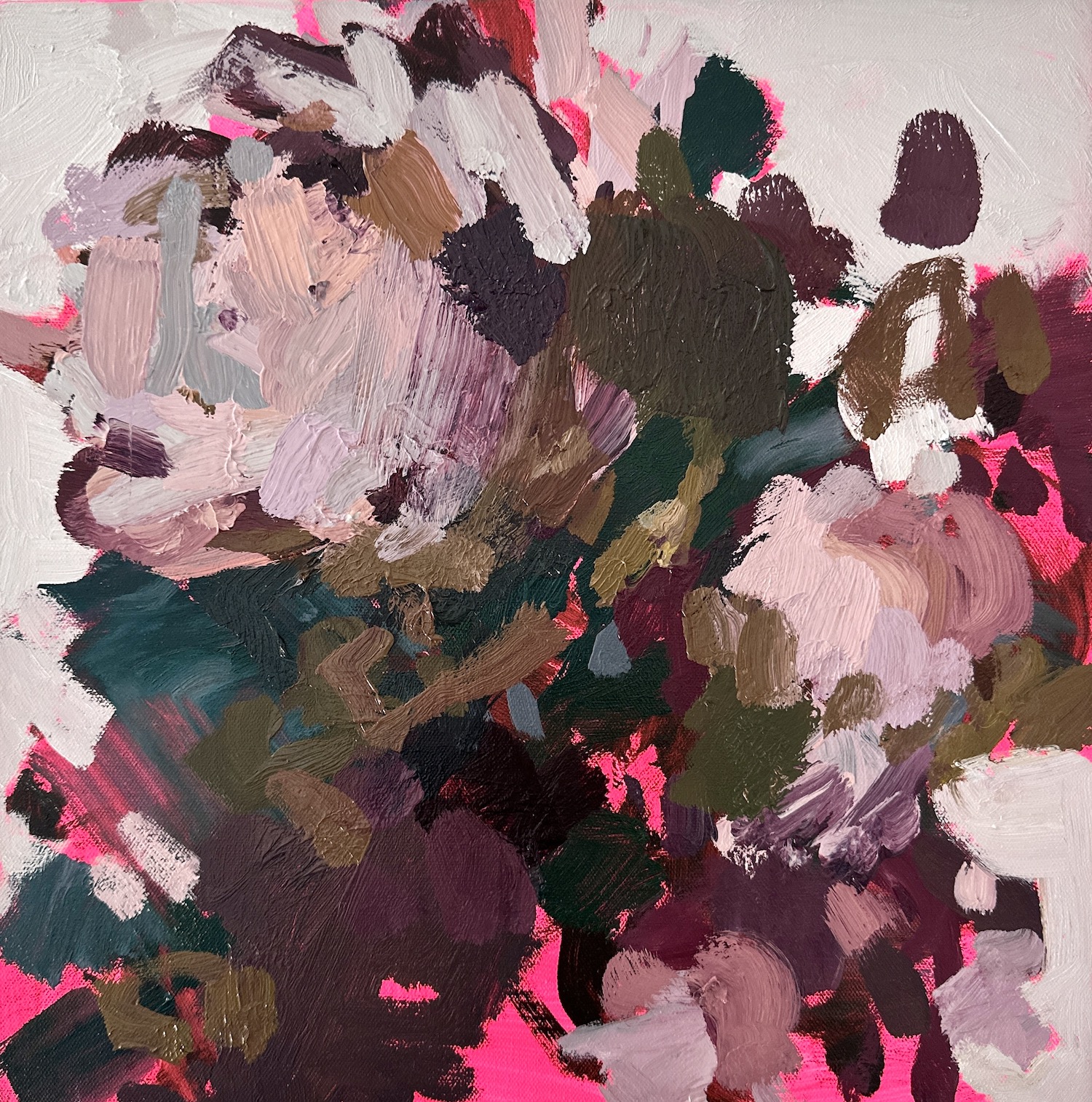 Llewellyn Skye 'Watch Me Bloom 1' acrylic and oil on canvas 40 x 40cm $2,000