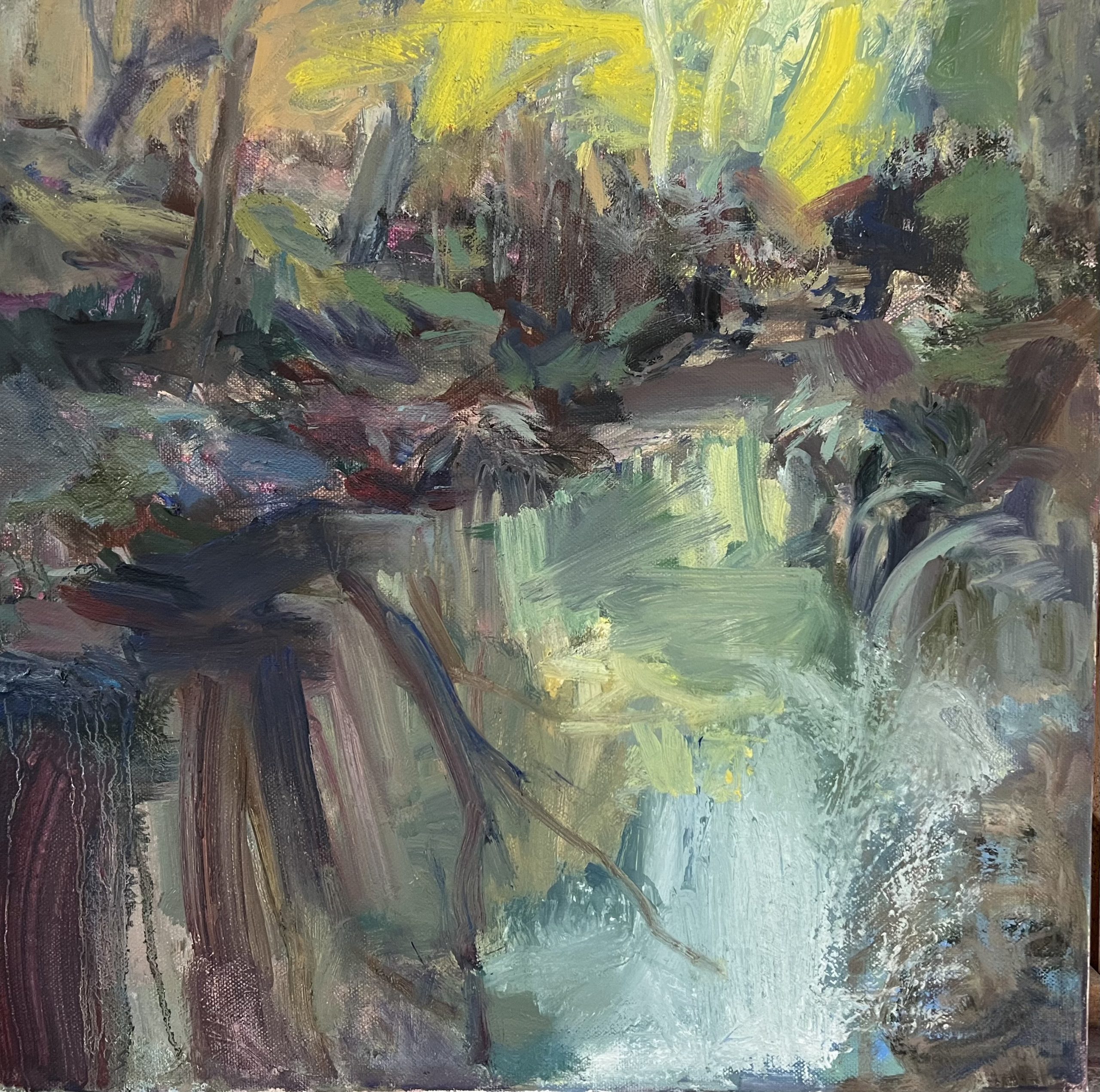 Kerry McInnis 'Washpool NP 3' oil and oil stick on canvas 40 x 40cm $2,800
