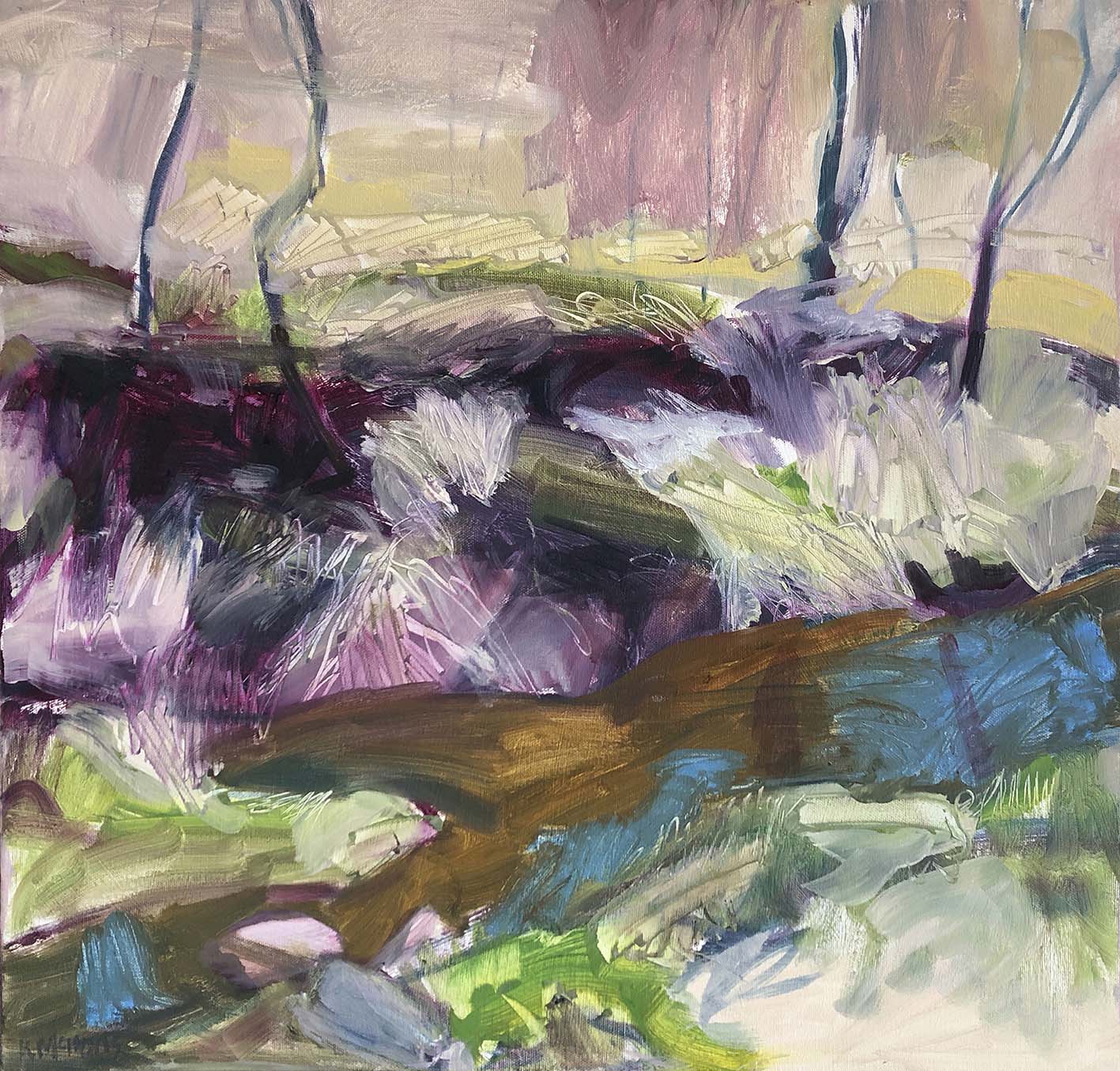 Kerry McInnis 'Poa Grass Bank' oil on canvas 50 x 50cm