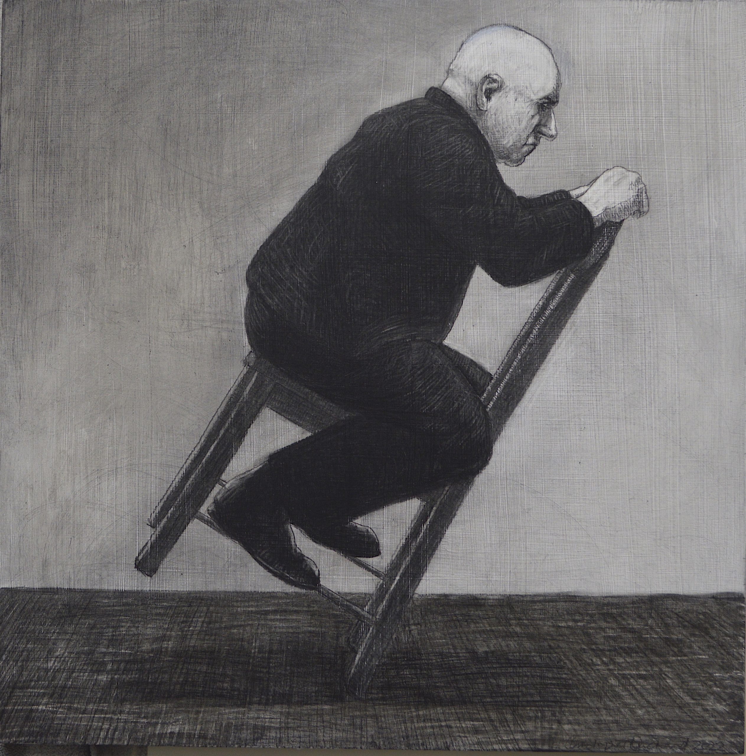 Christopher Orchard 'Tilt' charcoal on gesso on wood panel 40 x 40 $3,300