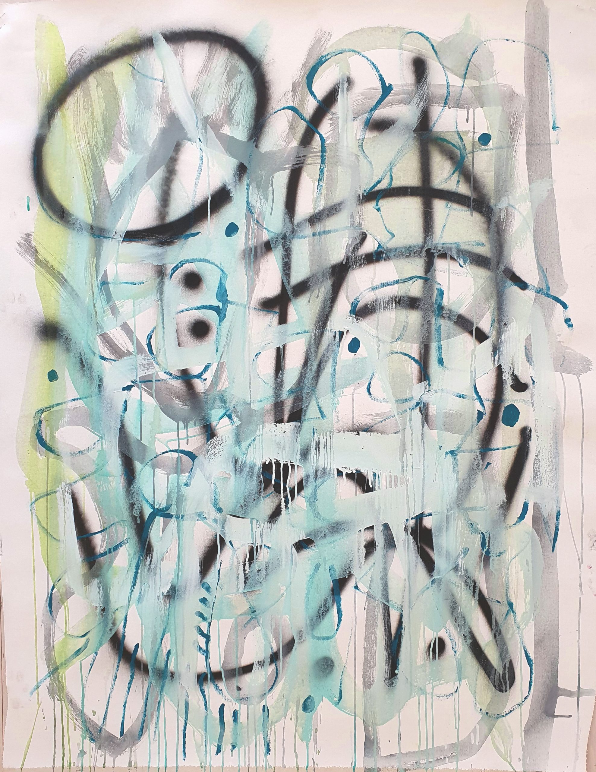 Al Poulet 'Untitled (Winter Sun)' acrylic and spraypaint on canvas 130 x 100cm $6,000