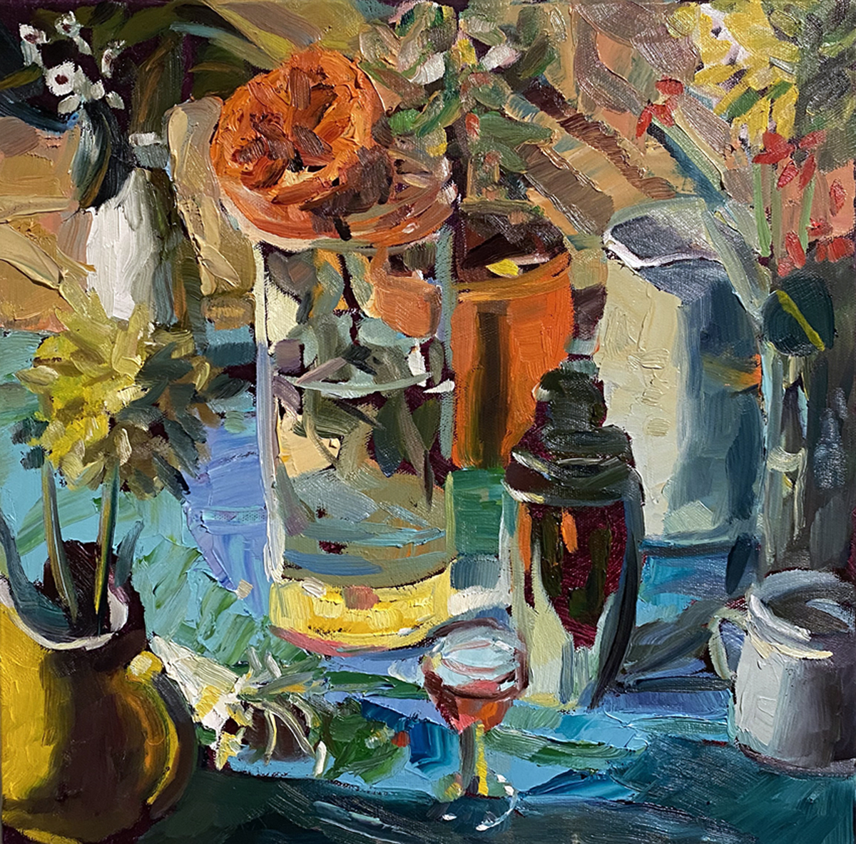 Rosemary Valadon 'Studio Table' oil on canvas 40 x 40cm $4,500