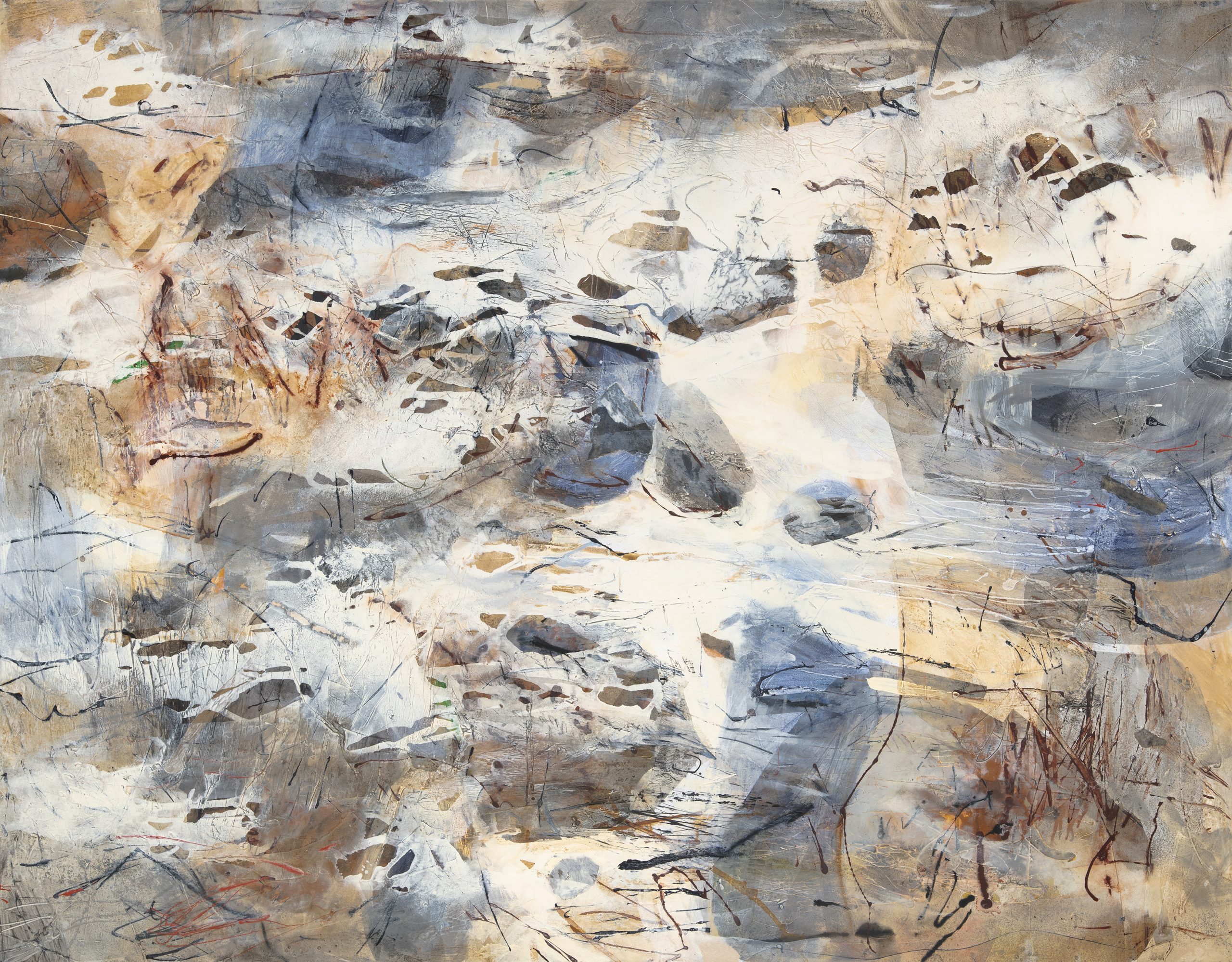 Judith White 'Coastal 2' acrylic and collage on canvas 120 x 156cm $14,000
