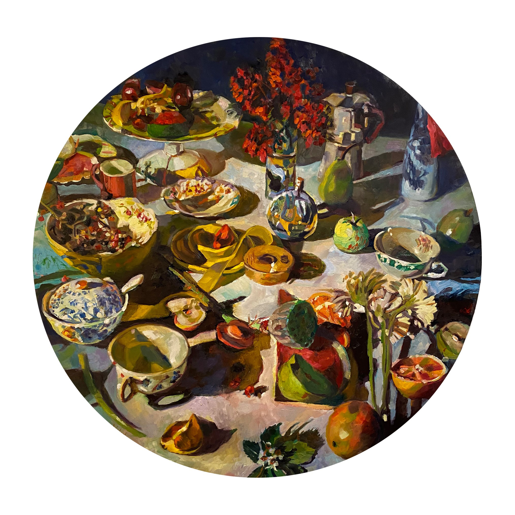 Rosemary Valadon 'Almost Everything' oil on wood panel tondo 122cm $25,000