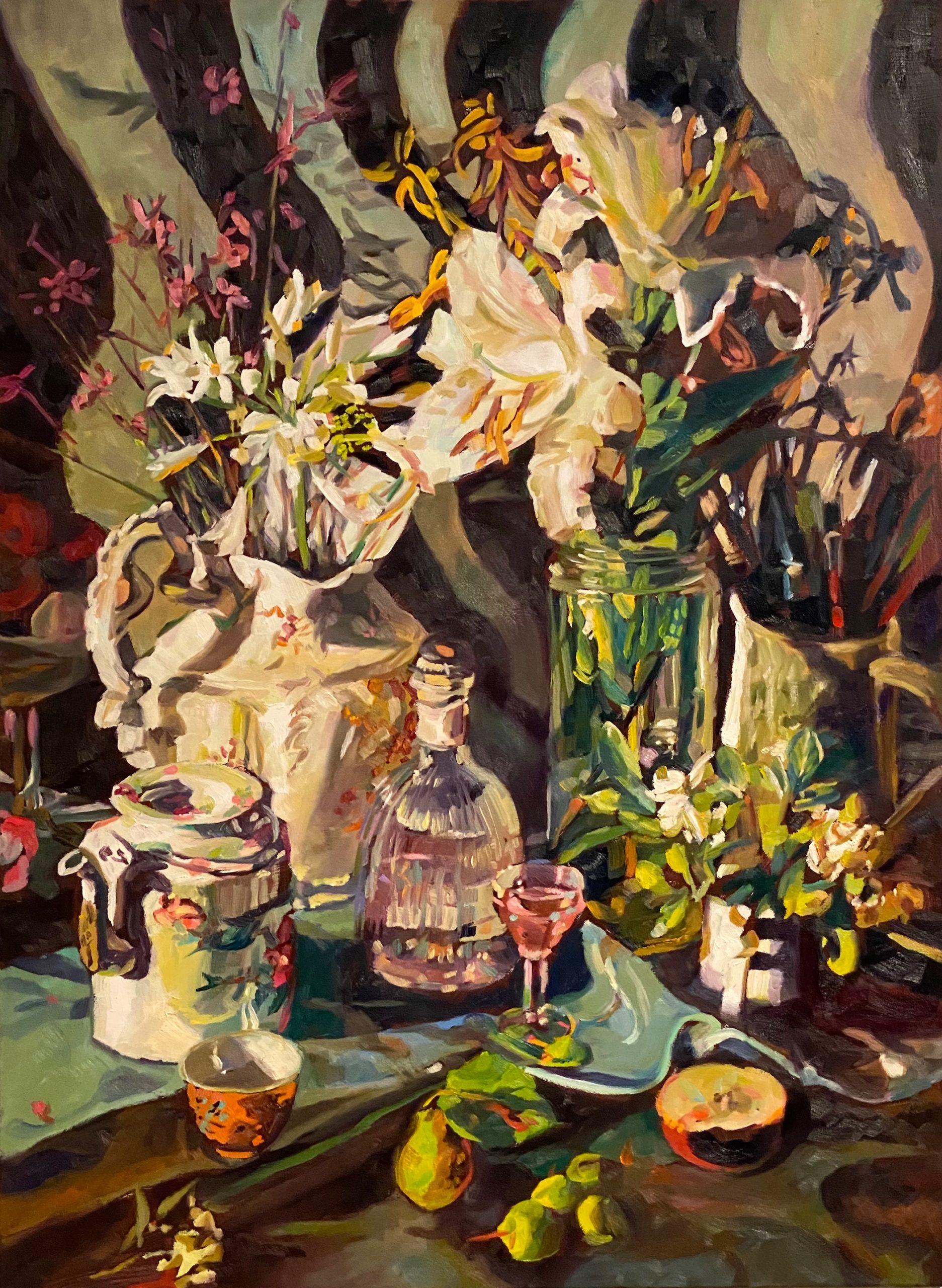Rosemary Valadon 'Pink Gin, Green Tea' oil on canvas 122 x 91cm SOLD