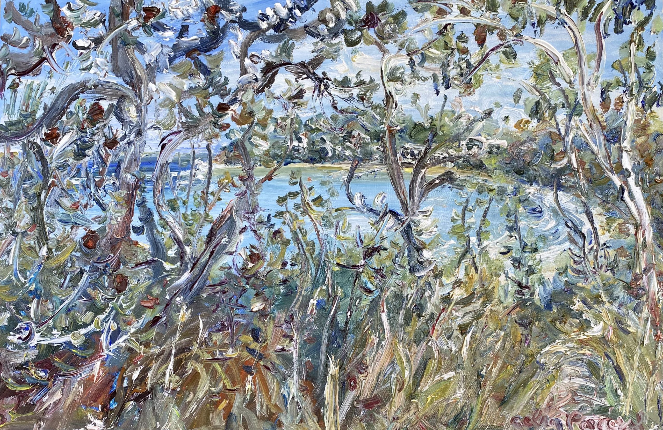 Celia Perceval 'Landscape at Point Leo ' oil on canvas 50 x 77cm $9,500