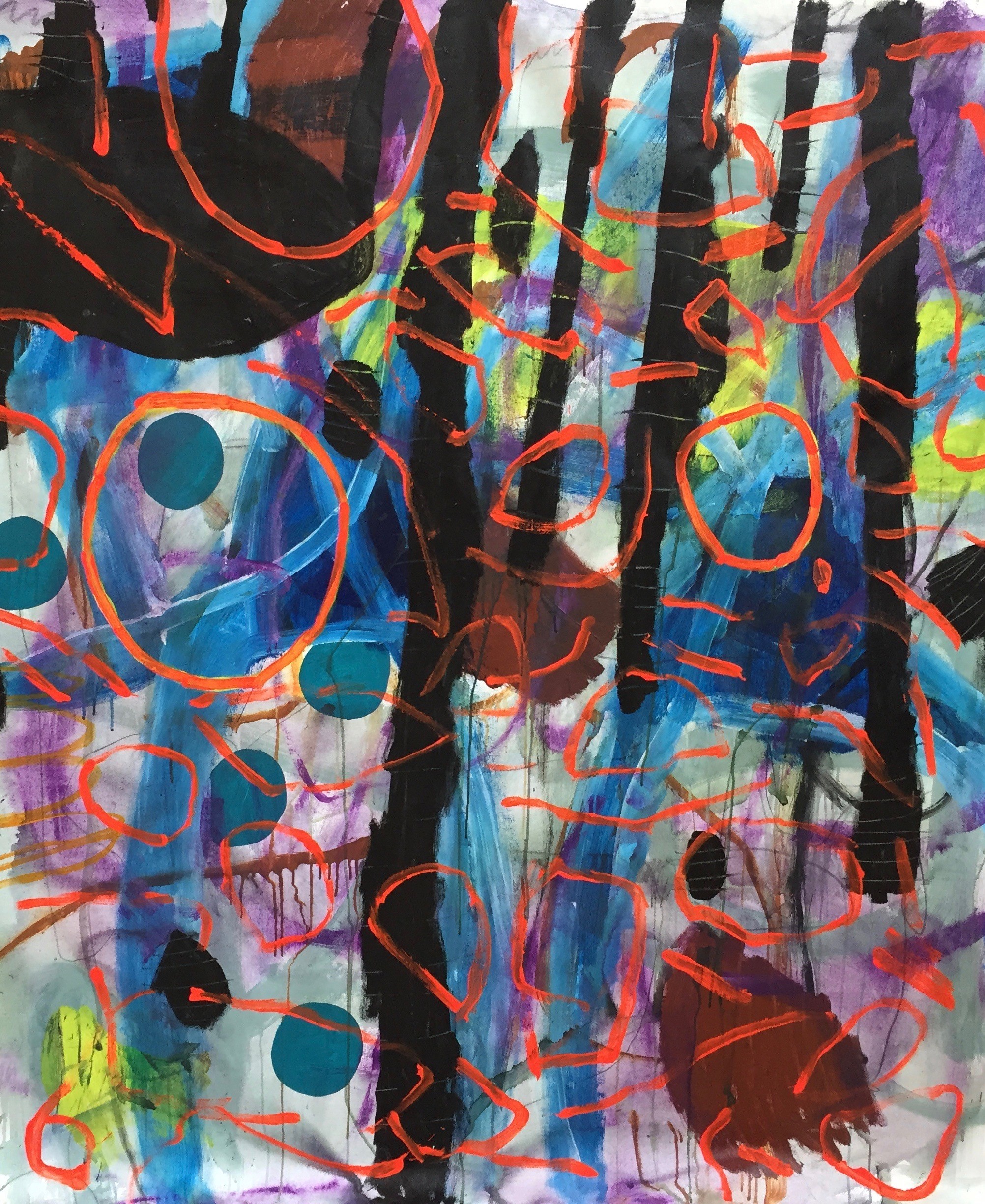 Al Poulet, 'Untitled (Trees on the March)', 2019, acrylic on canvas, 173 x 139cm, $9,900 | Provenance: Private Collection, Sydney.