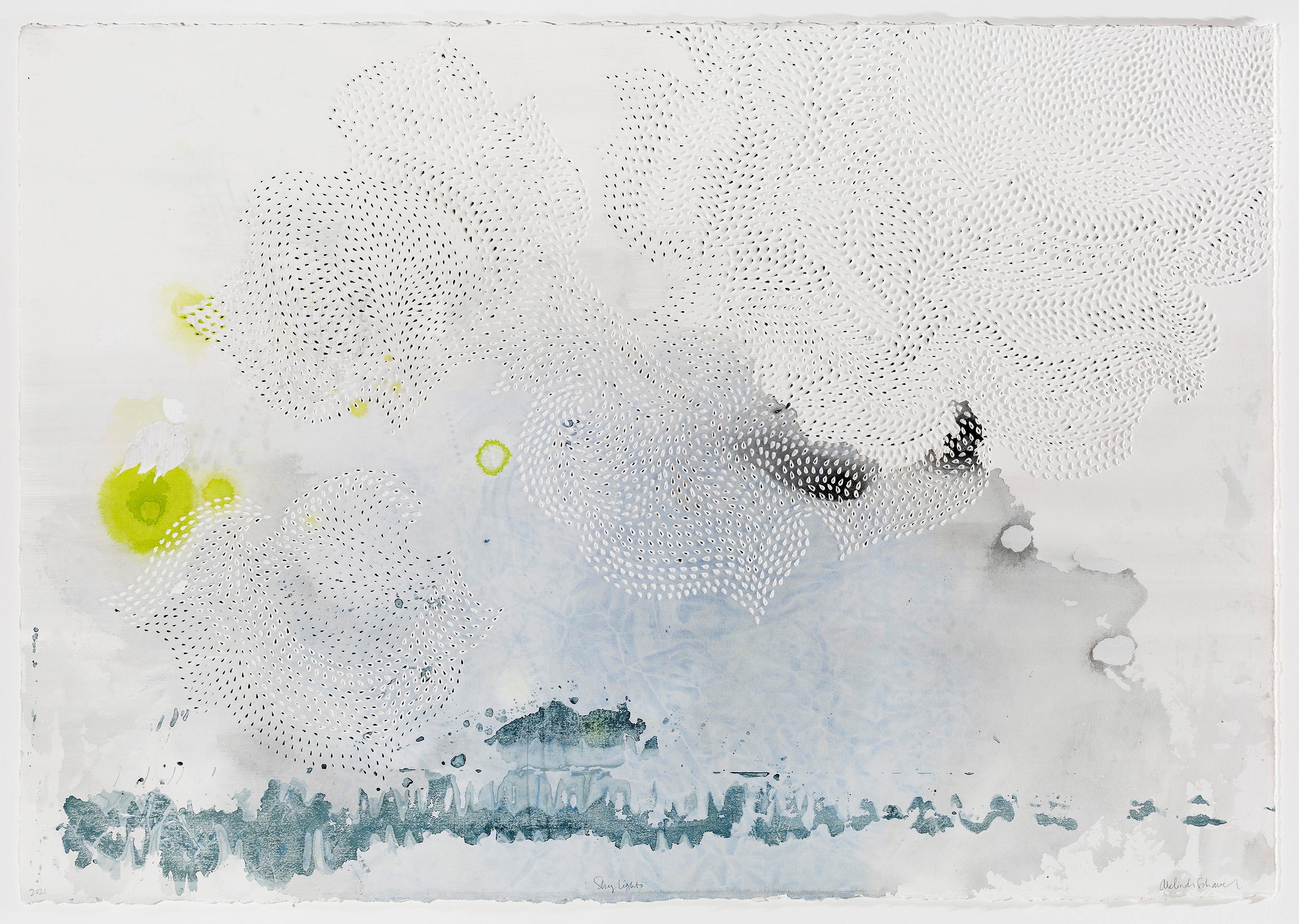 Melinda Schawel 'Sky Lights' ink pencil on torn perforated paper 106 x 152cm $11,000 SOLD