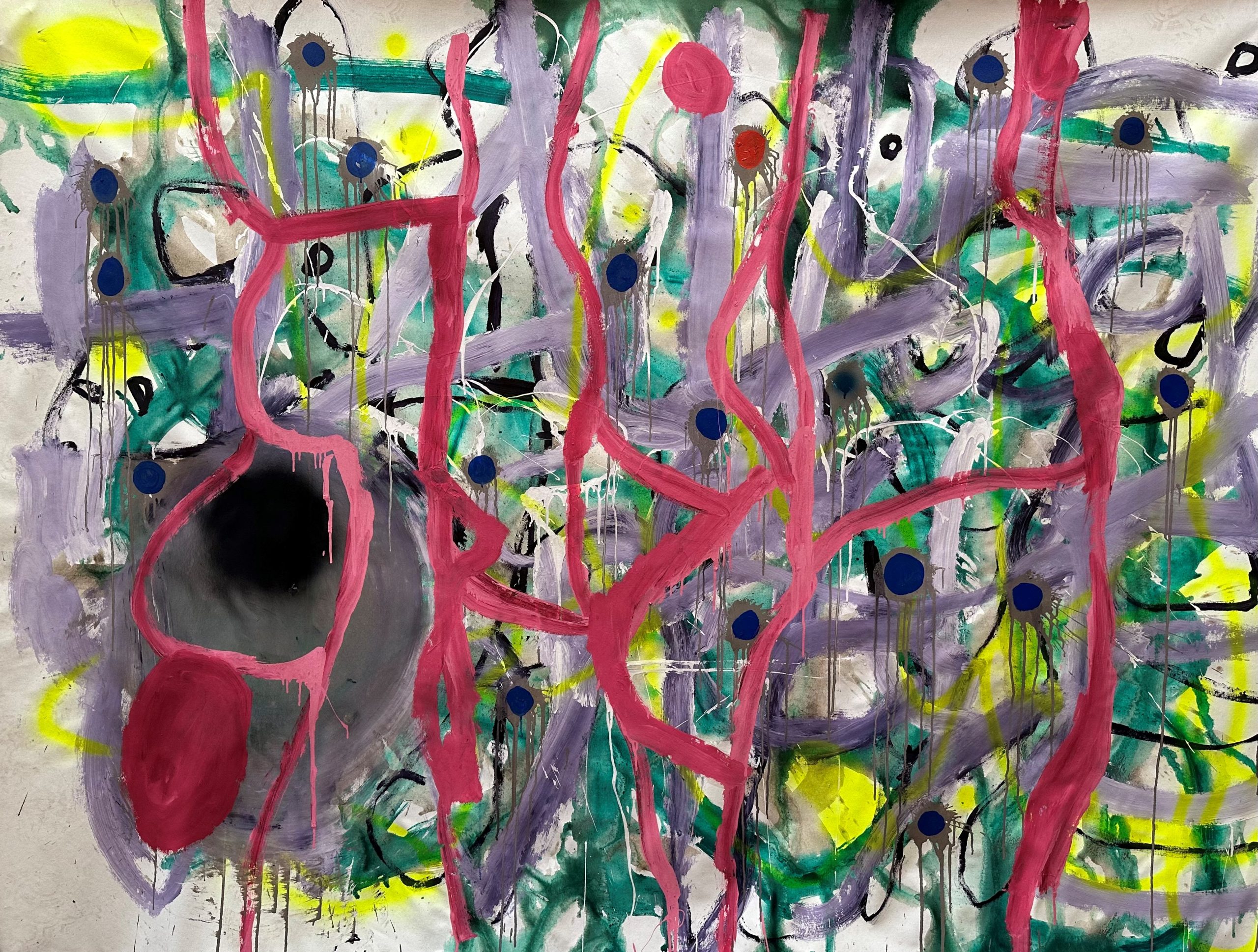 Al Poulet 'Saplings' acrylic and spray paint on canvas 173 x 236cm $15,500