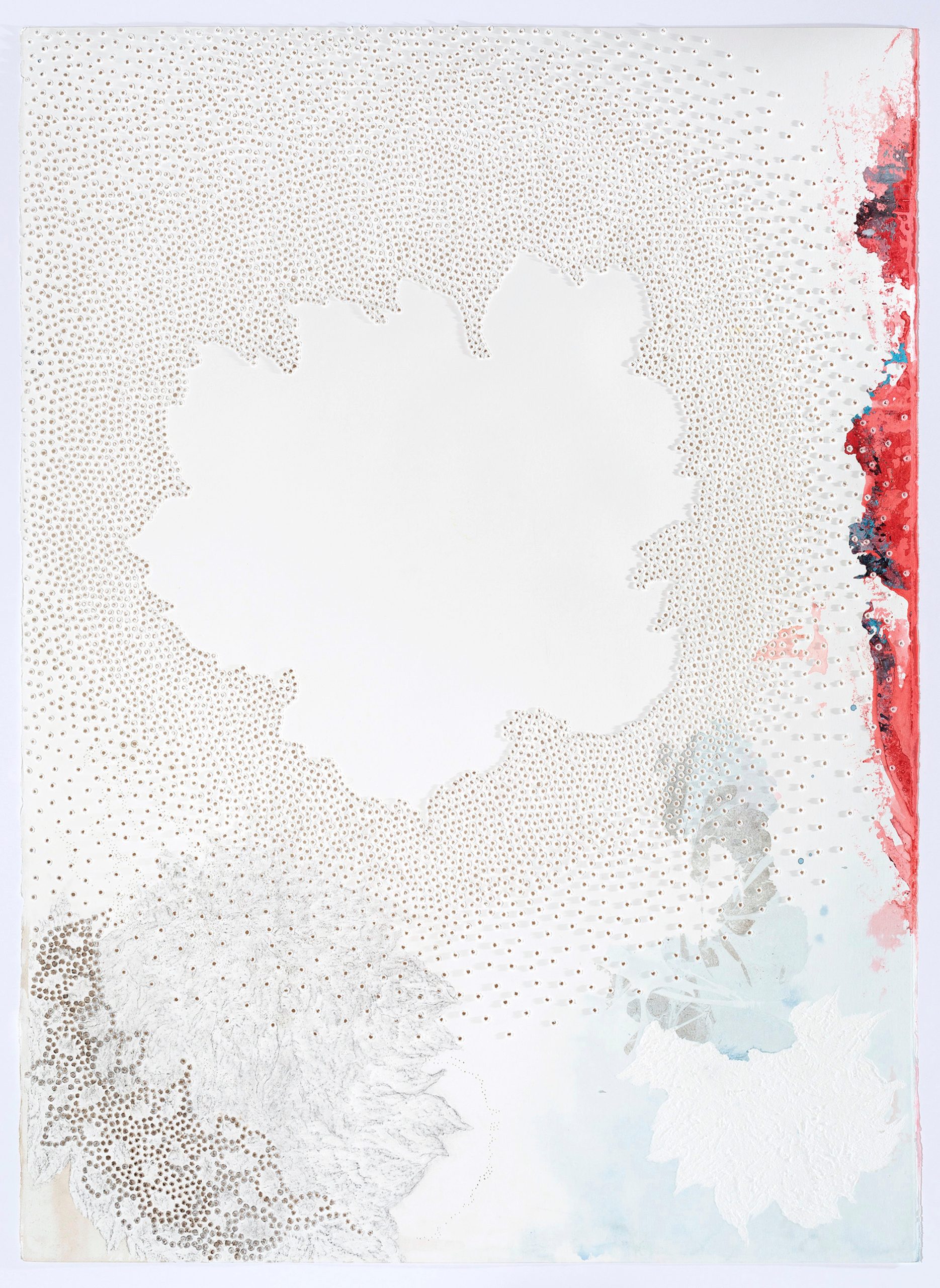 Melinda Schawel 'Pulsating' ink and pencil on torn, perforated paper 105 x 75cm
