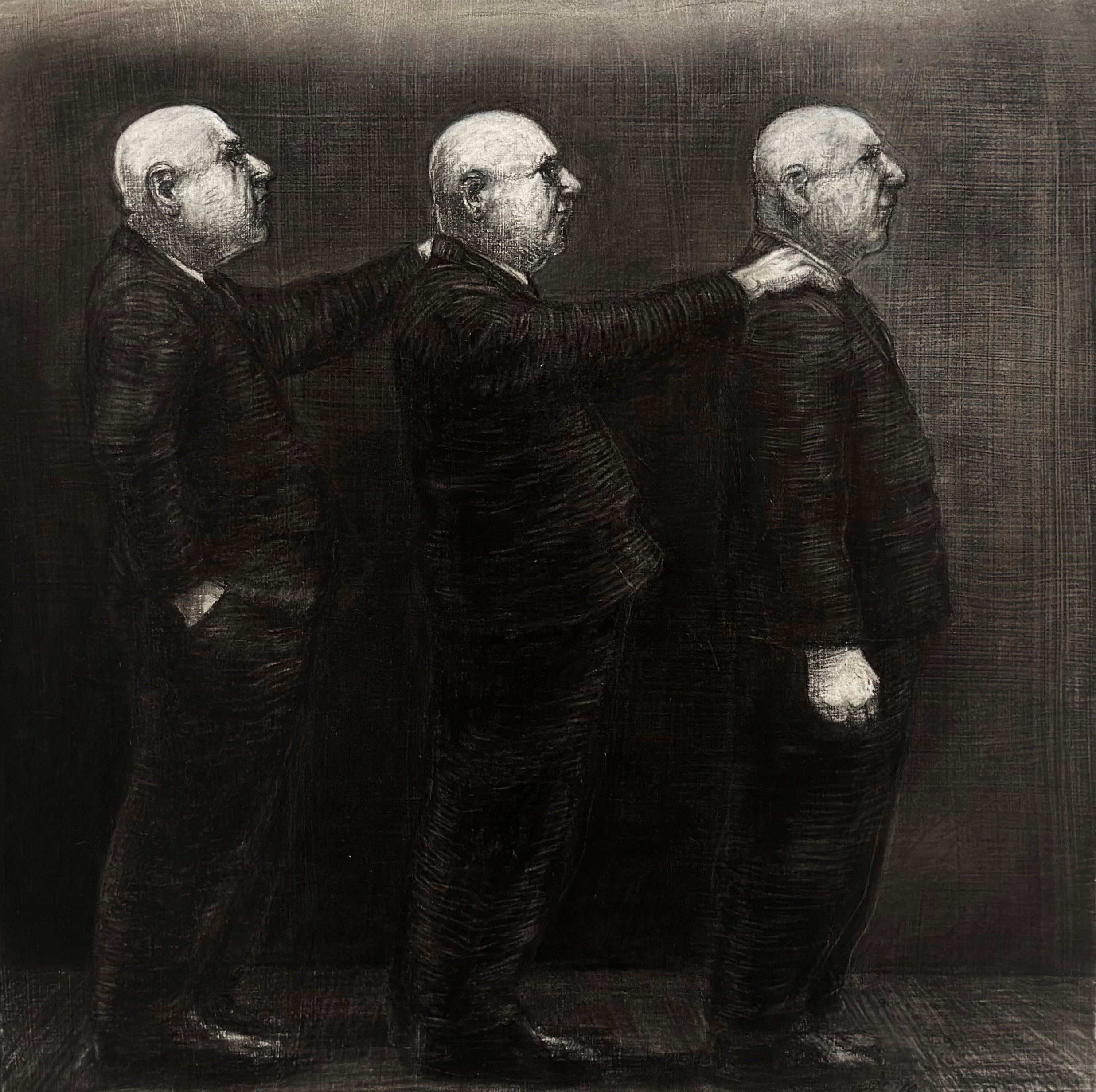 Christopher Orchard 'Arms Length' charcoal on gesso on wood panel 40 x 40cm $3,500