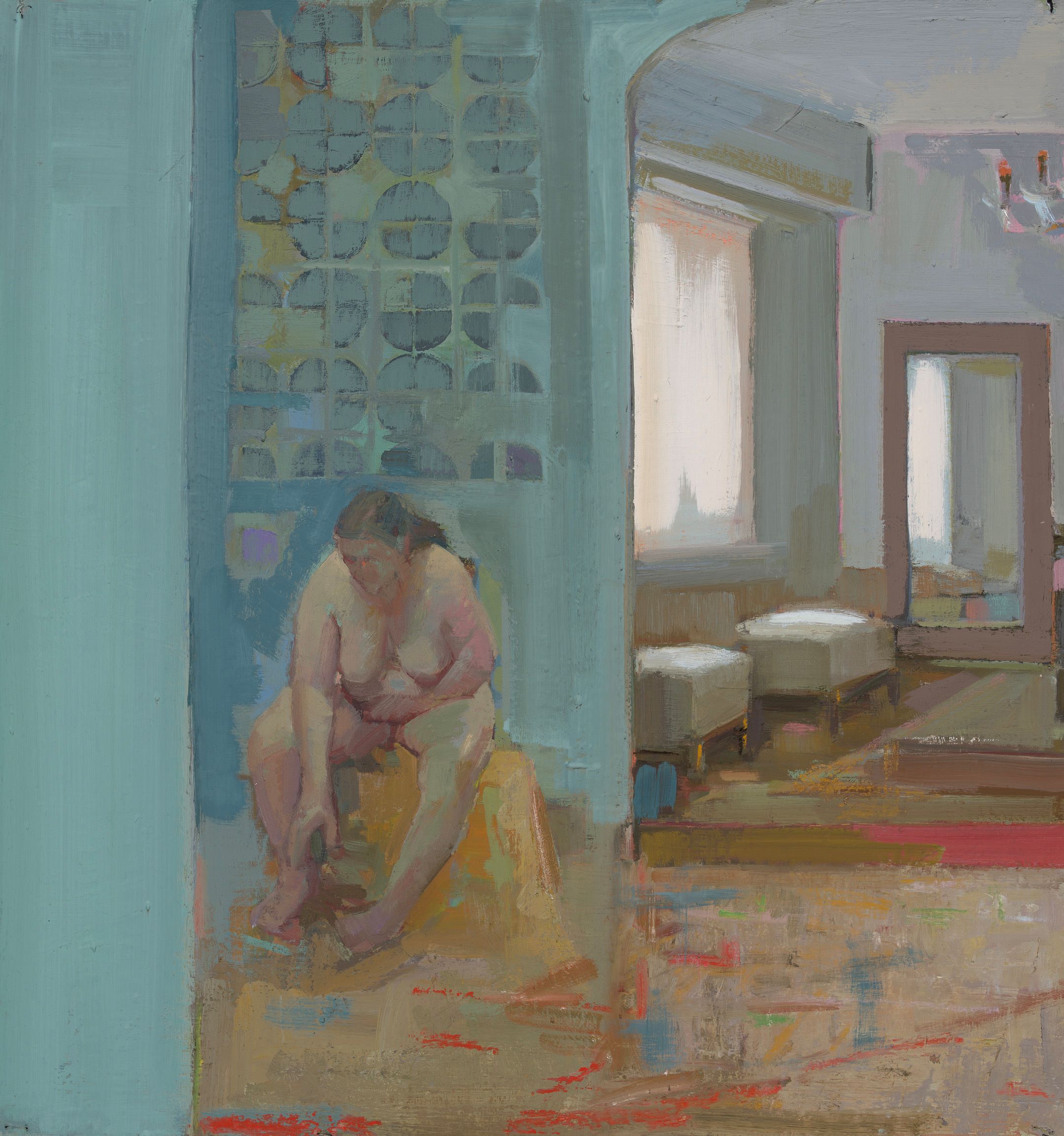 Dagmar Cyrulla 'One Woman in a Room' oil on canvas paper on board 64 x 60cm $7000 SOLD