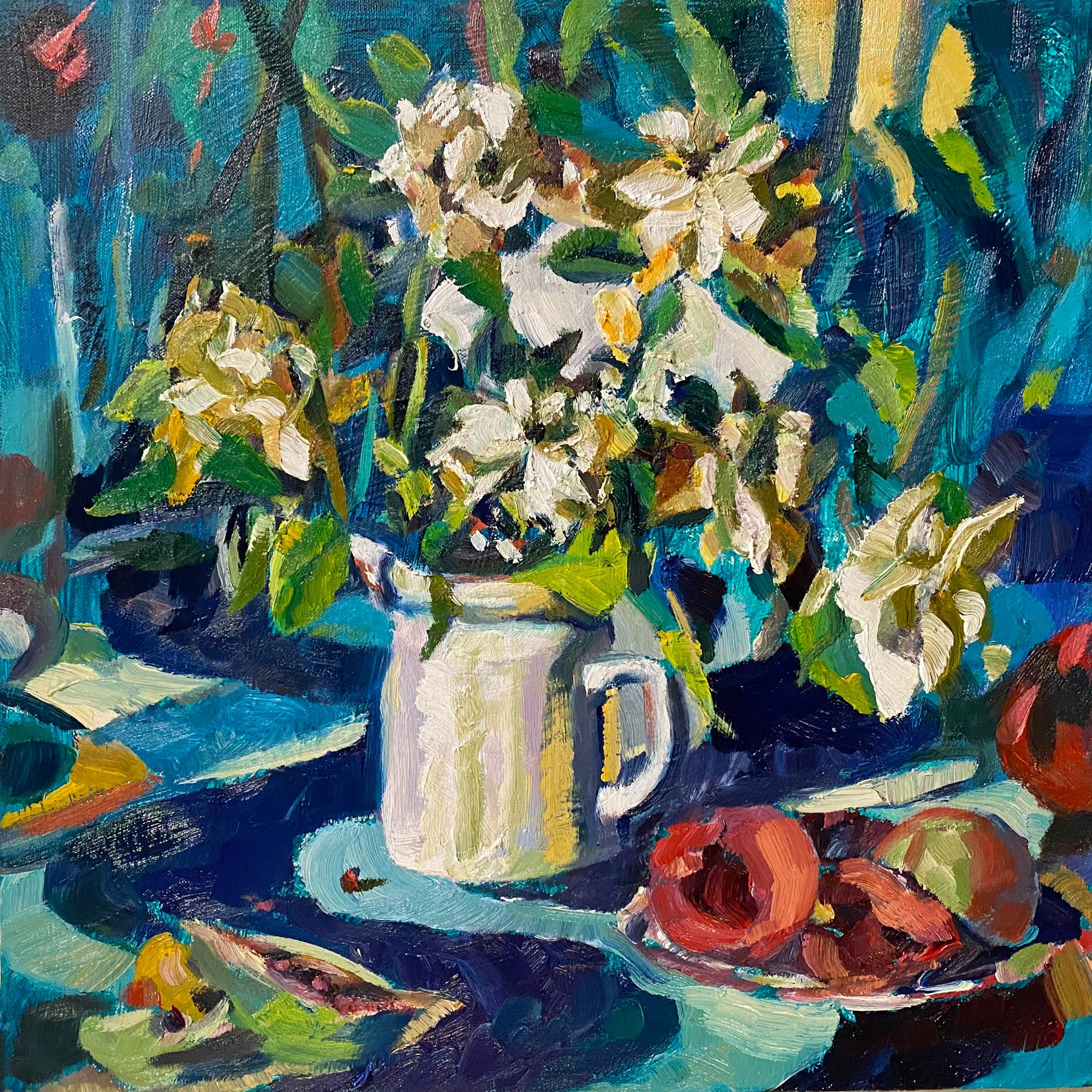 Rosemary Valadon 'In the Blue' oil on canvas 40 x 40cm $4,800