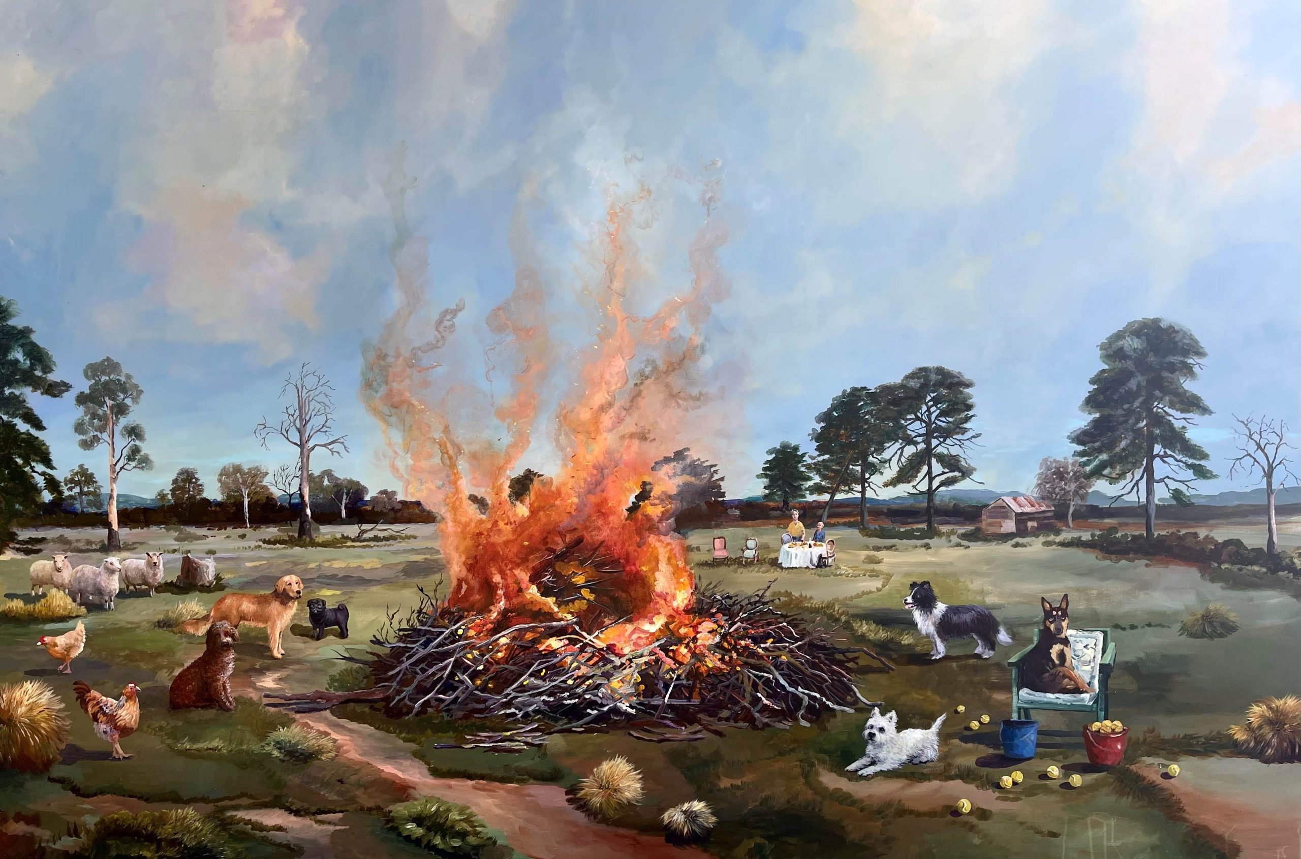 Melissa Egan 'Bonfire at Clareville' acrylic on linen 153x 230cm $37,000