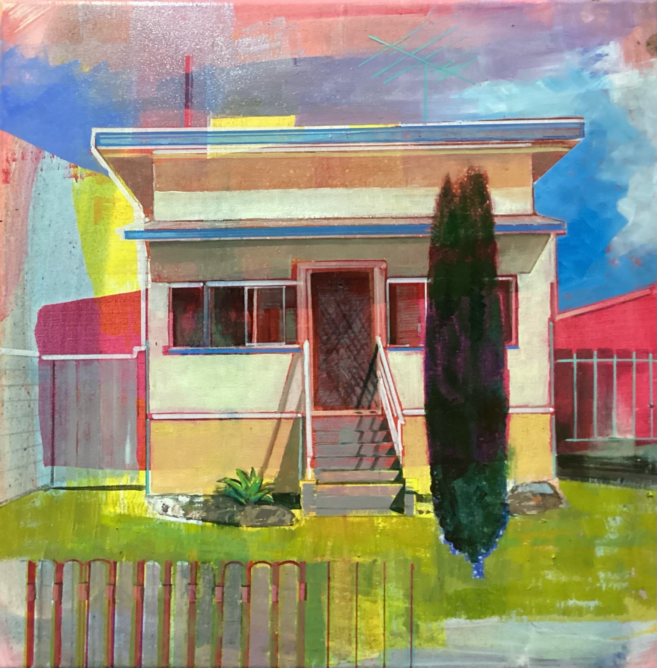 Nick Olsen 'House in the Sun' oil on canvas 50 x 50cm $2,800