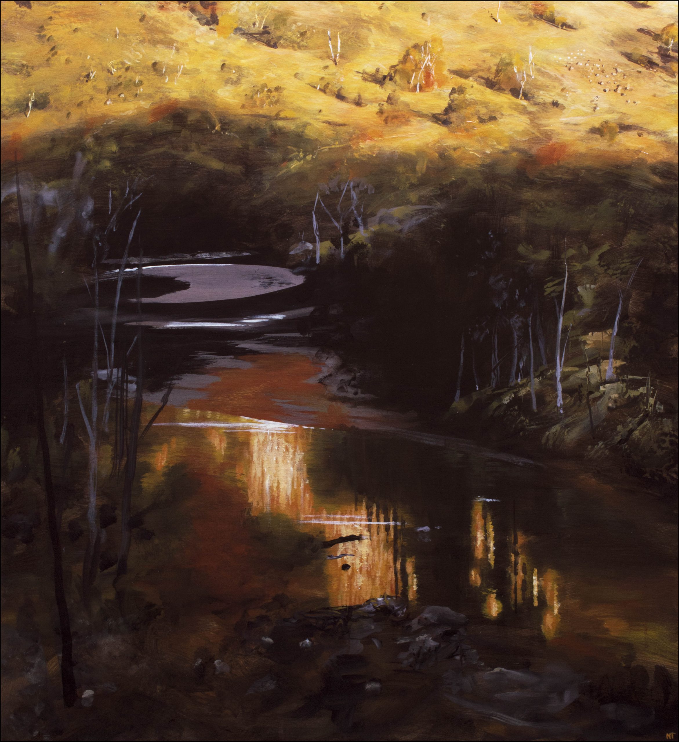 Neil Taylor 'Dusk On The Macquarie' acrylic on canvas 76 x 81cm $6,000
