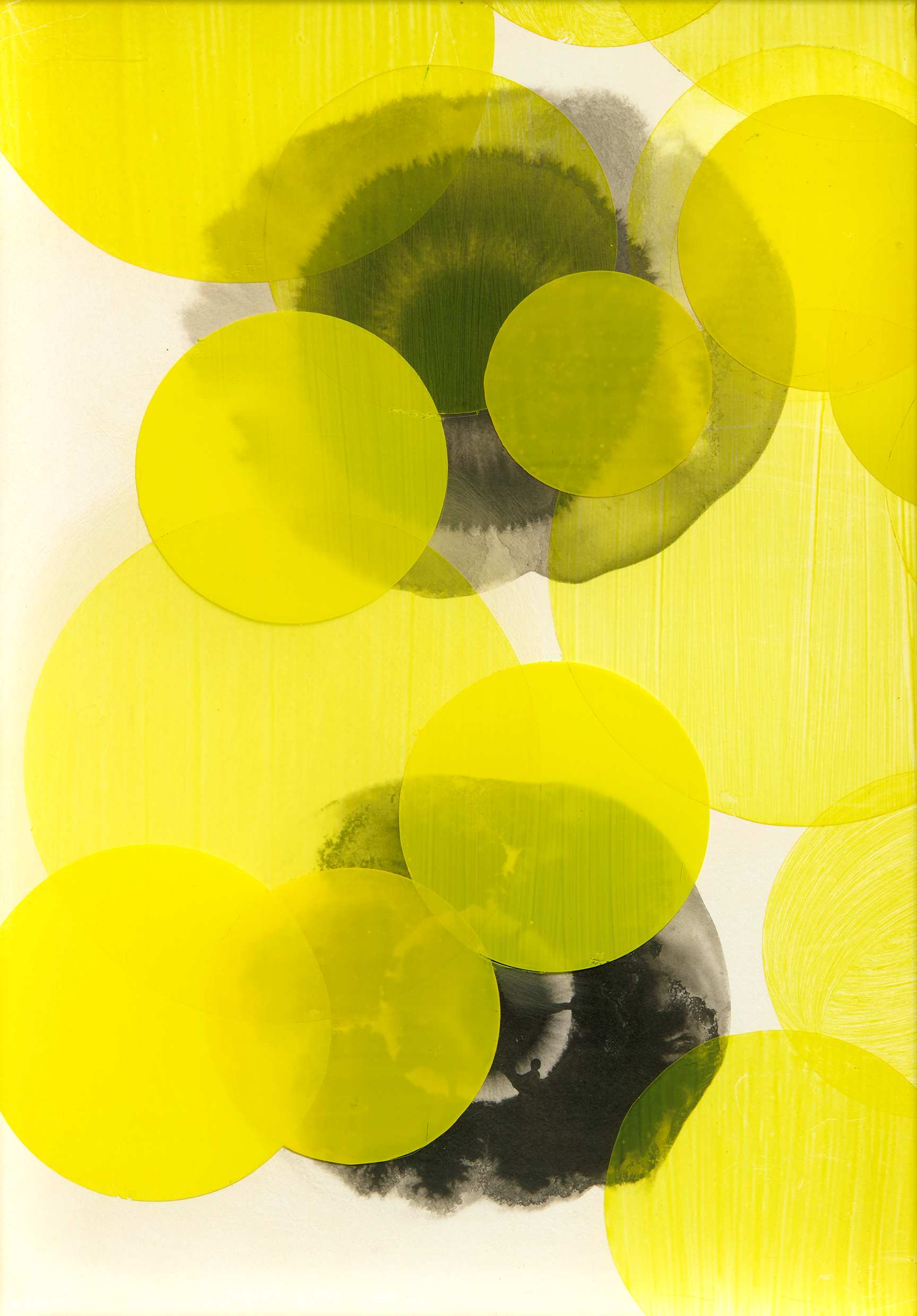 Mark Hislop 'Yellow vision 1' ink on paper, synthetic polymer paint on acrylic sheet 48 x 34 cm $2,000