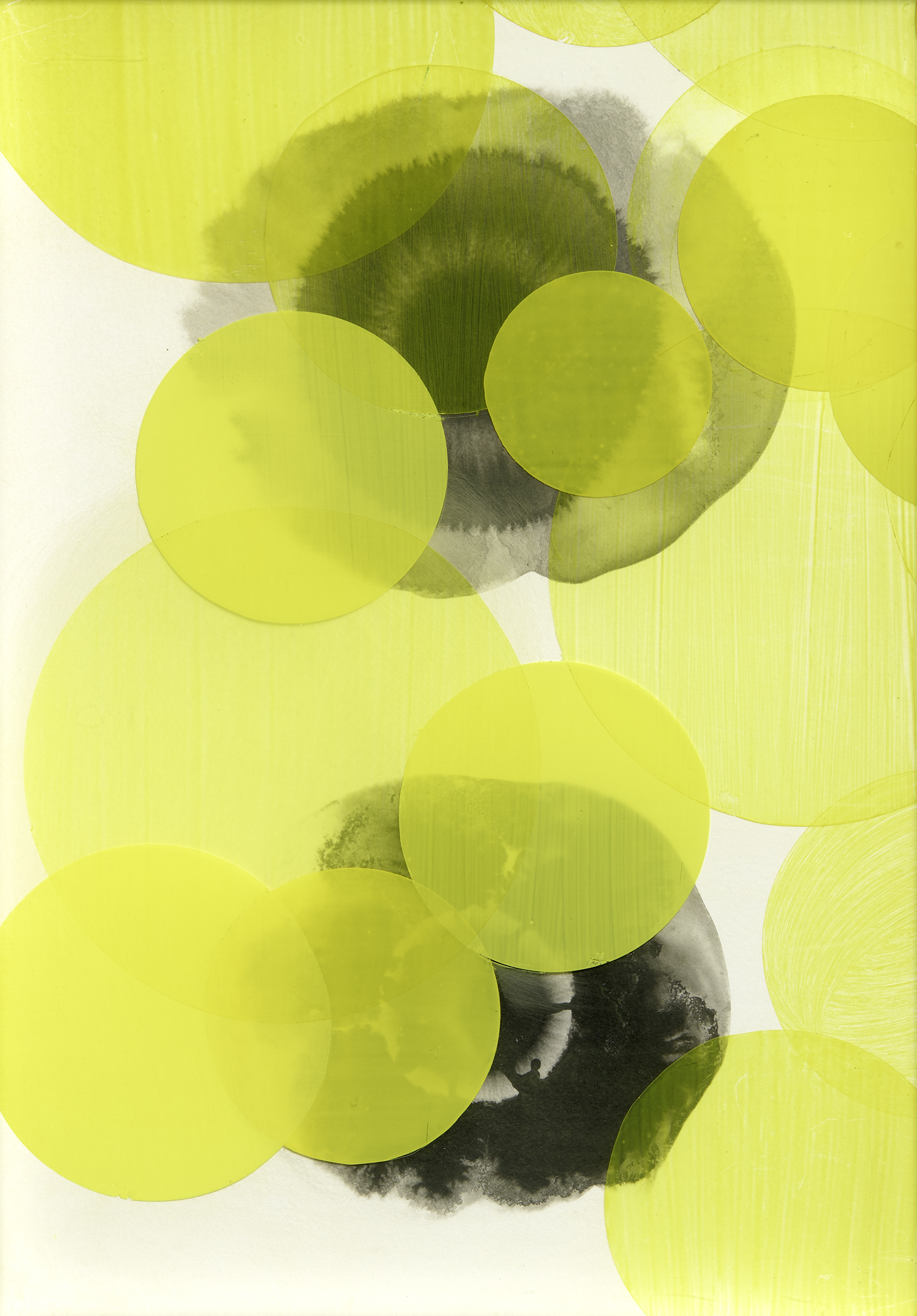 Mark Hislop 'Yellow Vision 1' synthetic polymer paint on mylar, charcoal on paper 48 x 34cm $2,000