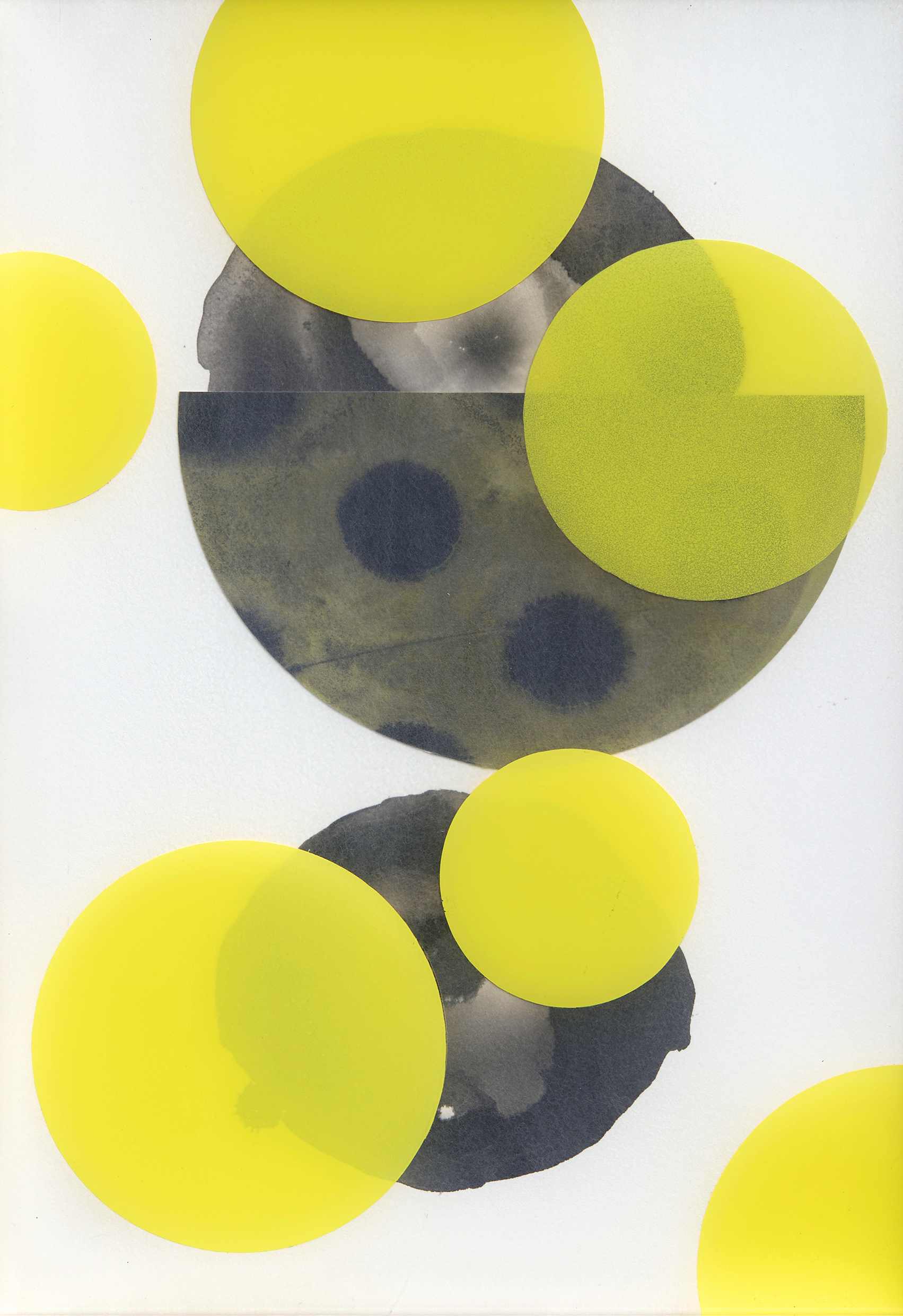 Mark Hislop 'Yellow vision 2' ink on paper, synthetic polymer paint on acrylic sheet 48 x 34 cm $2,000