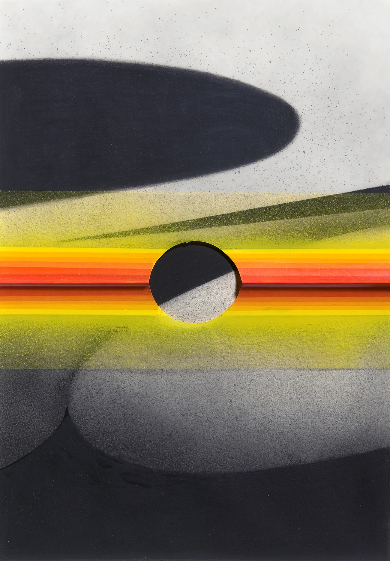 Mark Hislop 'Eclipse 1' graphite, charcoal, synthetic polymer paint, mylar, paper 48 x 34 cm $2,000