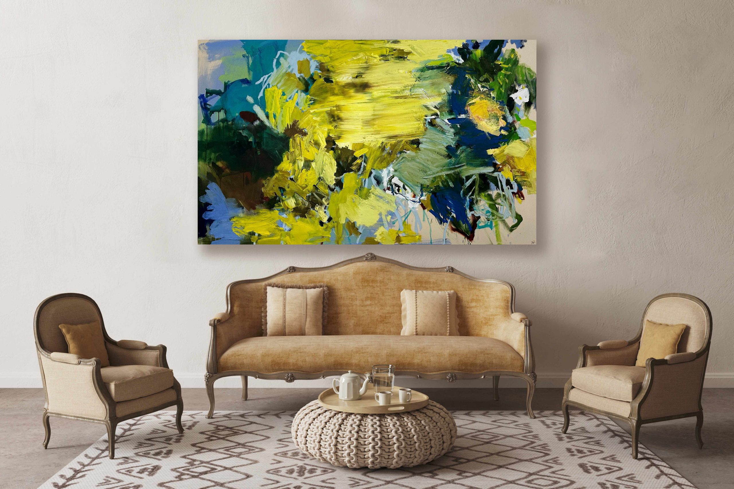 Llewellyn Skye 'Stillness In Motion' acrylic, oil on canvas 112 x 183cm Llewellyn Skye 'Stillness In Motion' acrylic, oil on canvas 112 x 183cm