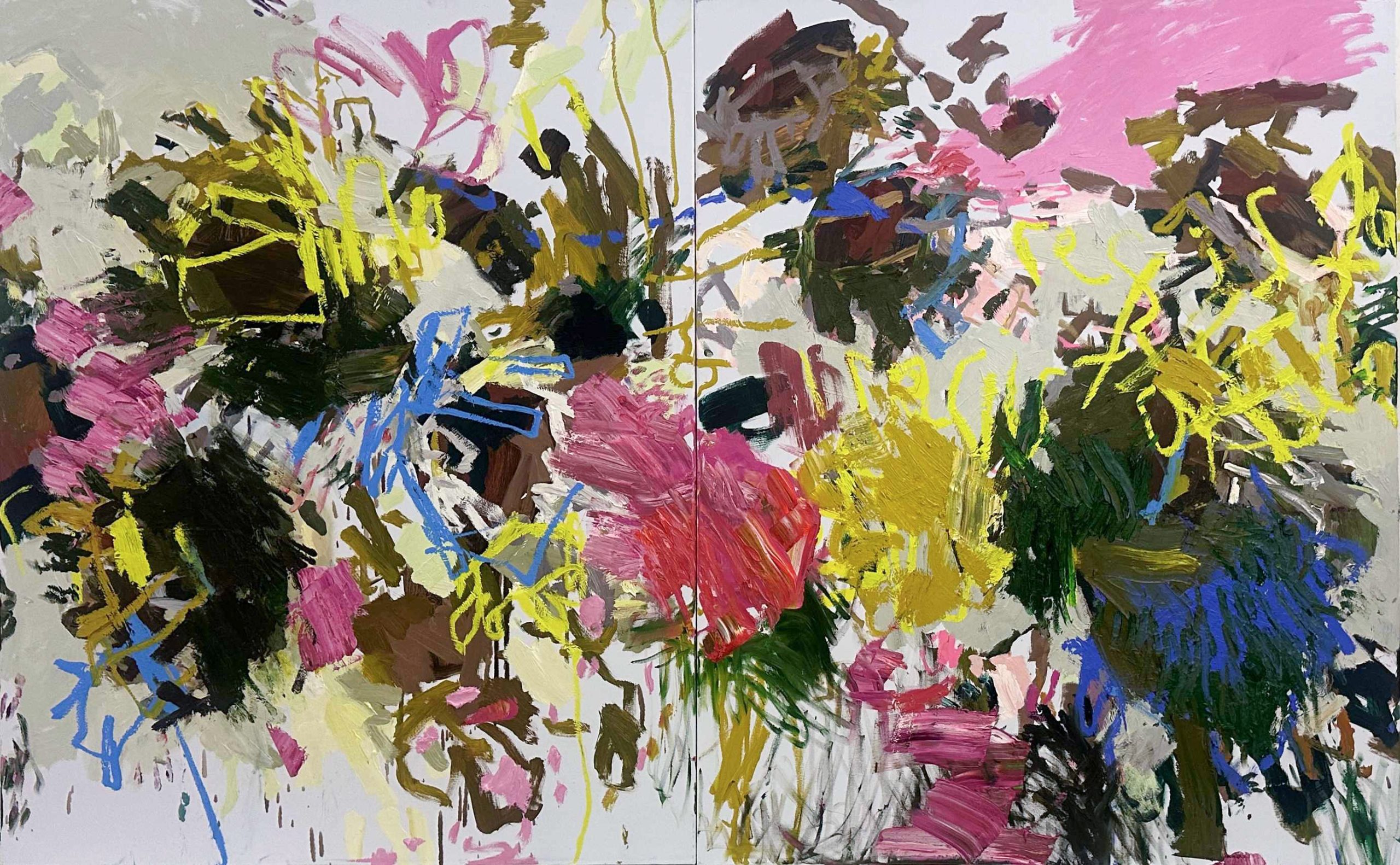 Llewellyn Skye 'Things To Occupy Women' acrylic, oil and oil stick on canvas 153 x 244cm (Diptych) $18,500