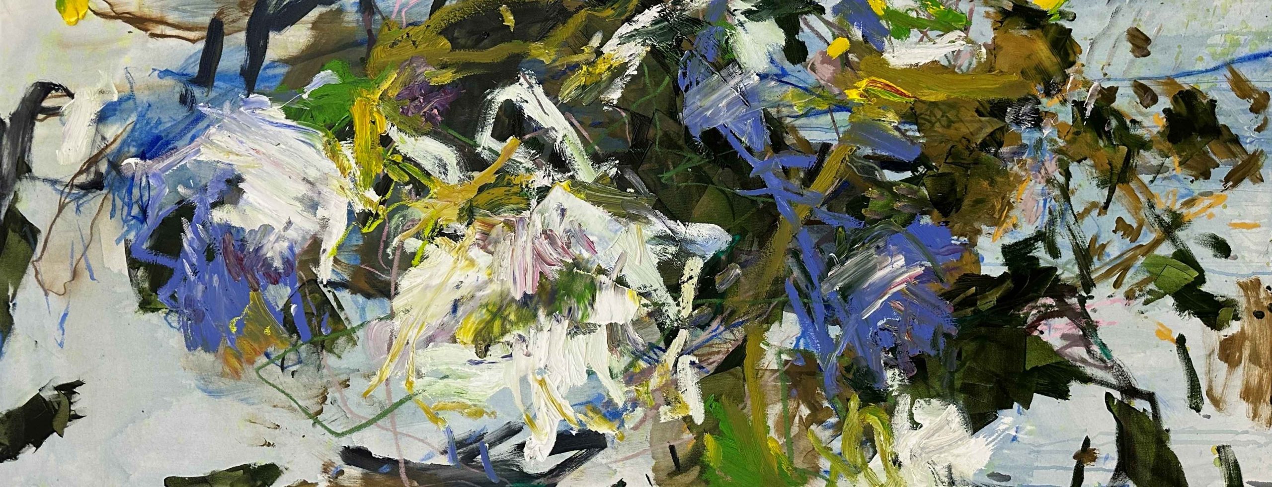 Llewellyn Skye 'Somewhere Unpredictable' acrylic, oil  and pastel on canvas 61 x 156cm $5,500 SOLD