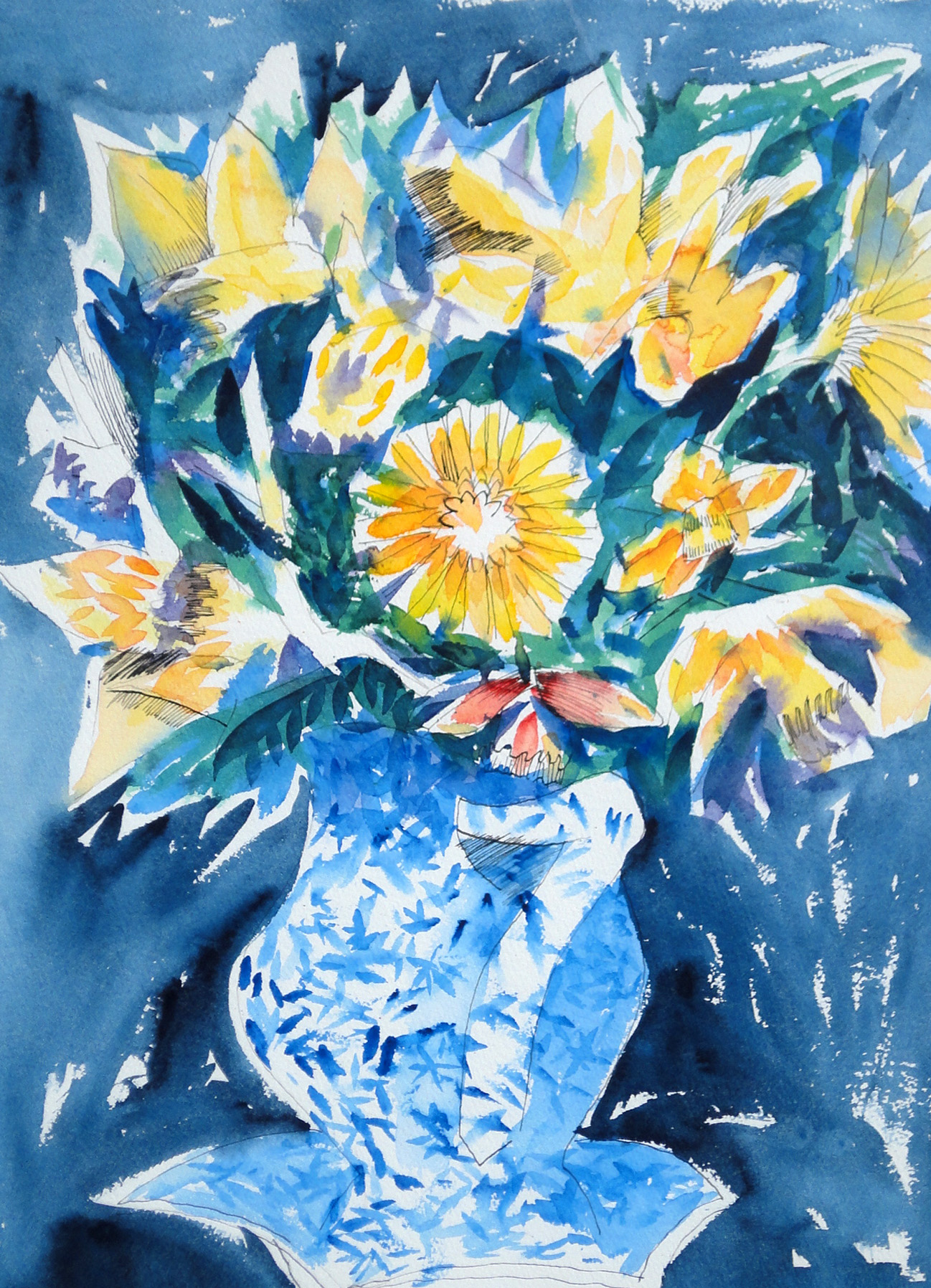 Charles Blackman 'Bouquet' watercolour and ink on paper 60 x 48cm dated 30.8.89 $15,000