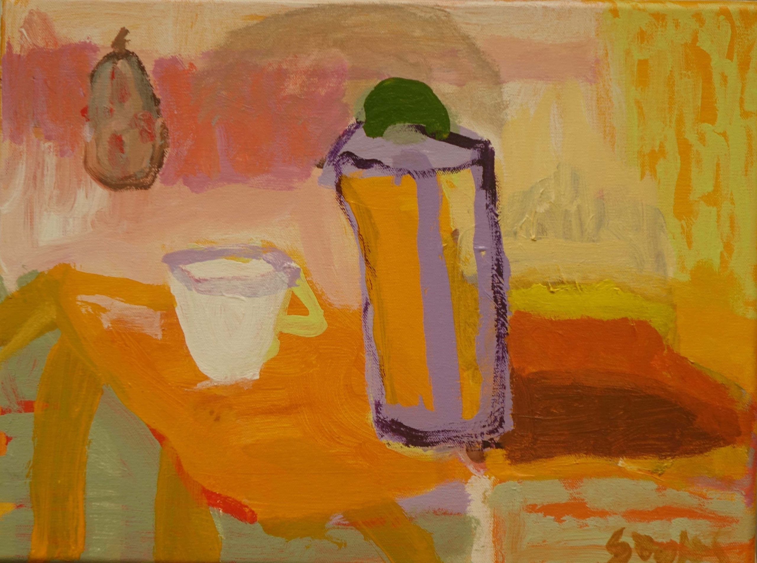 Sally Stokes 'The Coffee Pot' acrylic on canvas 30 x 40cm SOLD Sally Stokes 'The Coffee Pot' acrylic on canvas 30 x 40cm SOLD