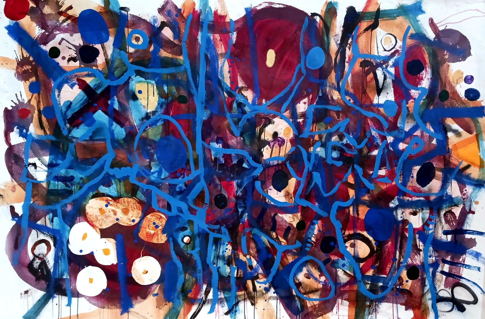 Al Poulet 'Breath' acrylic and spray paint on canvas 135 x 198cm SOLD