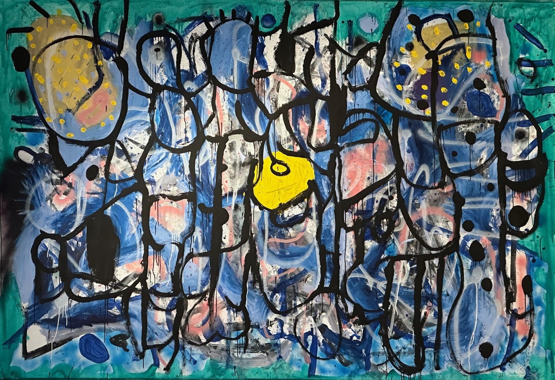 Al Poulet 'Obscura' acrylic and spray paint on canvas 174 x 264cm $16,500