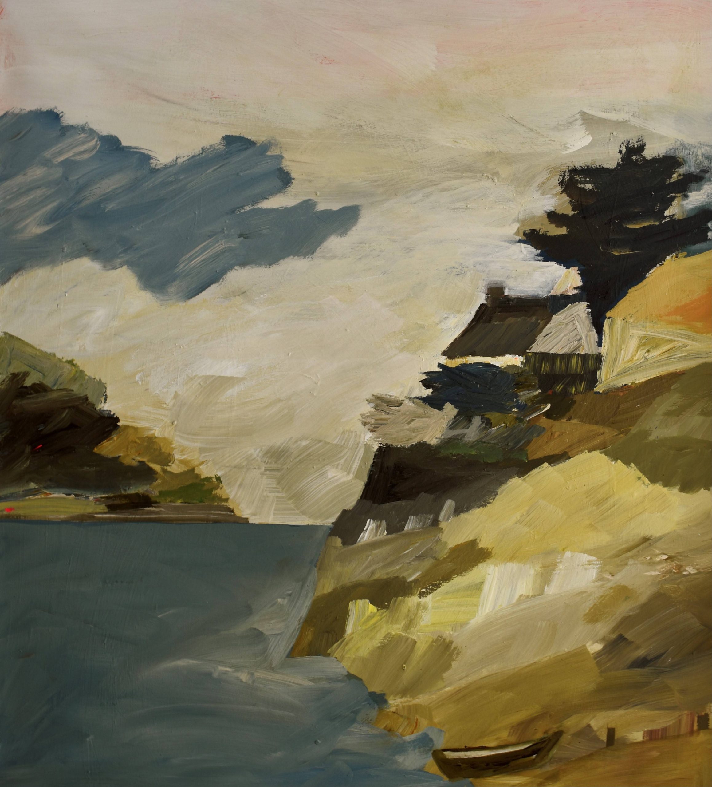 Eleanor Millard 'Around the Point' acrylic on Arches aquarelle paper 114 x 102cm (framed size: 122 x 110cm) NZ SOLD